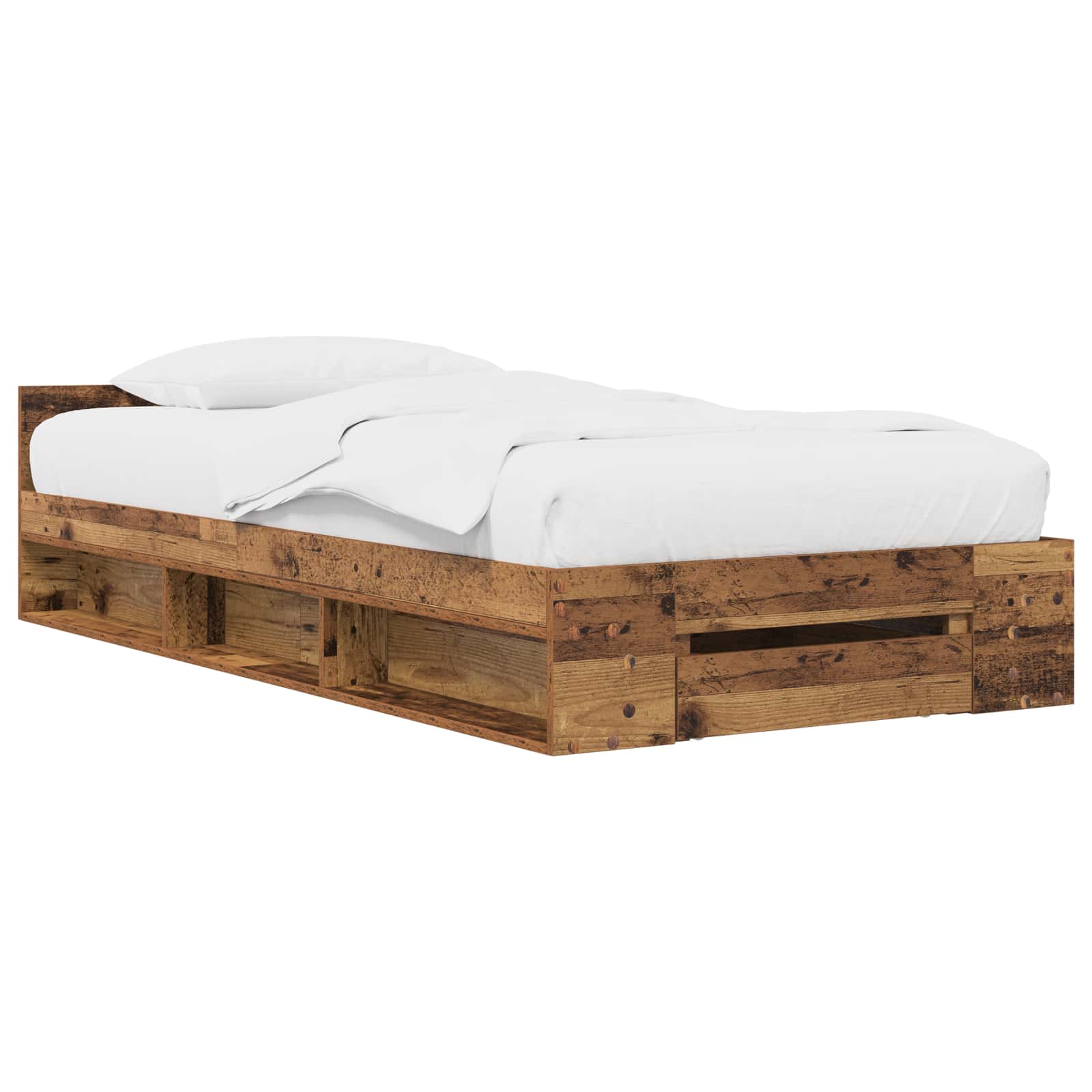 vidaXL Rama łóżka z przechowywaniem z półką Stare drewno 80 x 200 cm