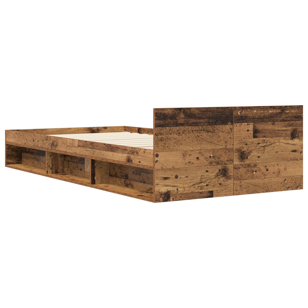 vidaXL Rama łóżka z przechowywaniem z półką Stare drewno 80 x 200 cm