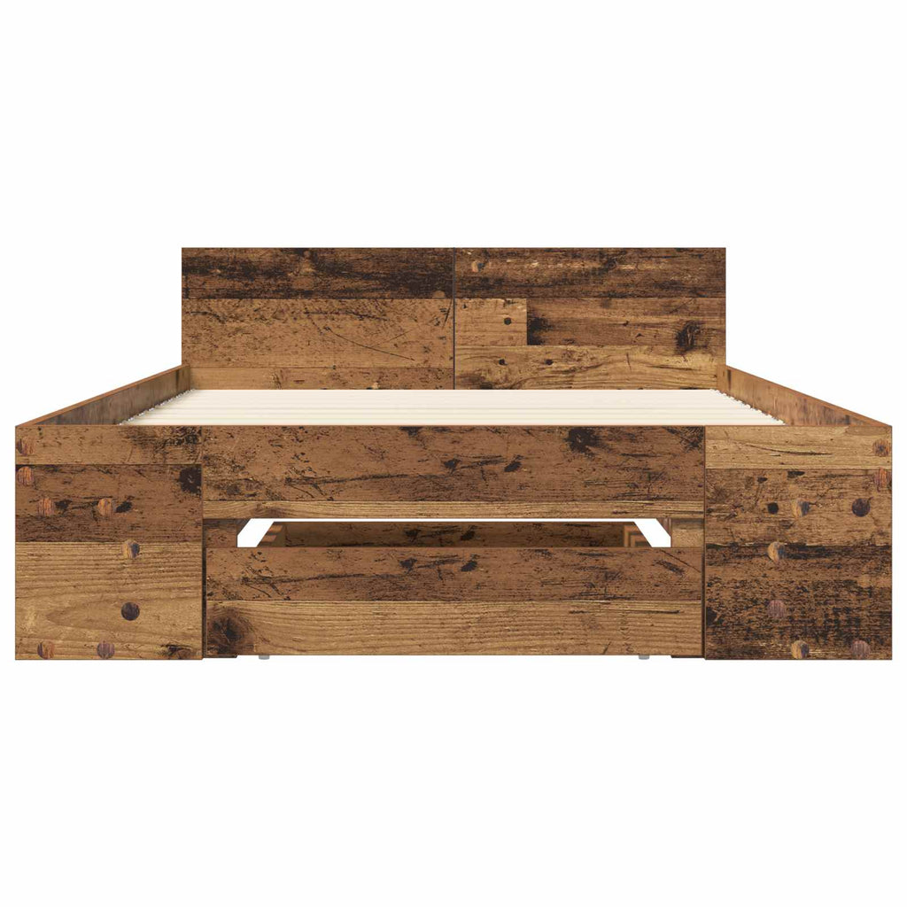 vidaXL Rama łóżka z przechowywaniem z półką Stare drewno 80 x 200 cm