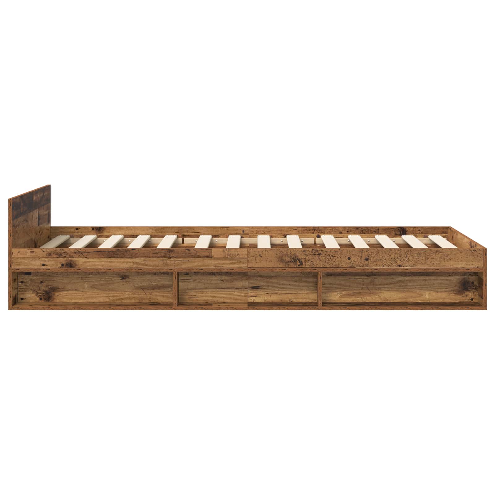 vidaXL Rama łóżka z przechowywaniem z półką Stare drewno 80 x 200 cm