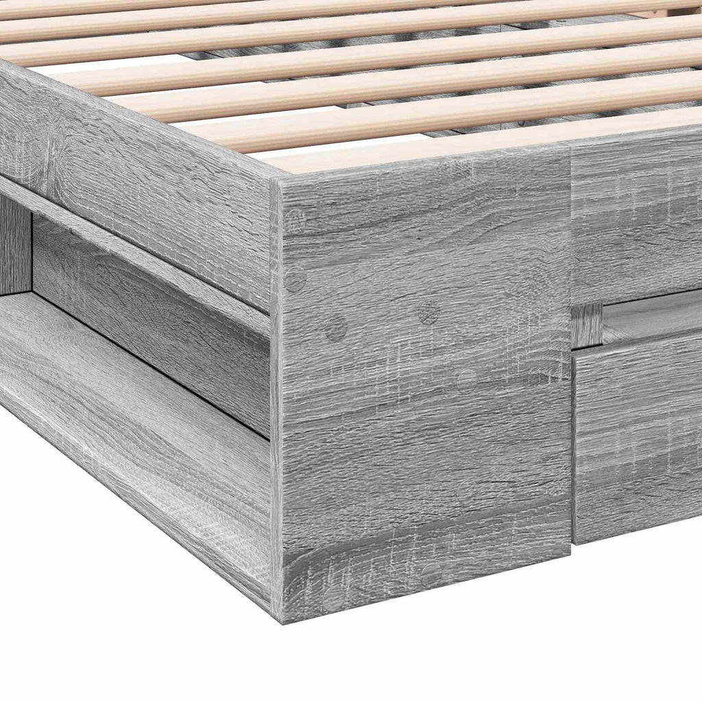 vidaXL Rama łóżka z przechowywaniem z półką Szary Sonoma 80 x 200 cm