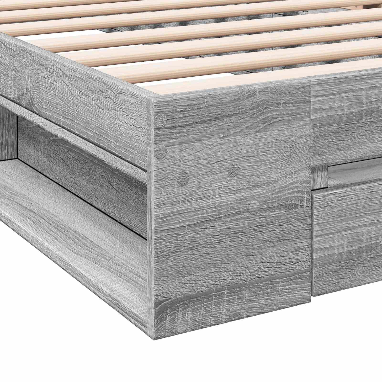 vidaXL Rama łóżka z przechowywaniem z półką Szary Sonoma 80 x 200 cm