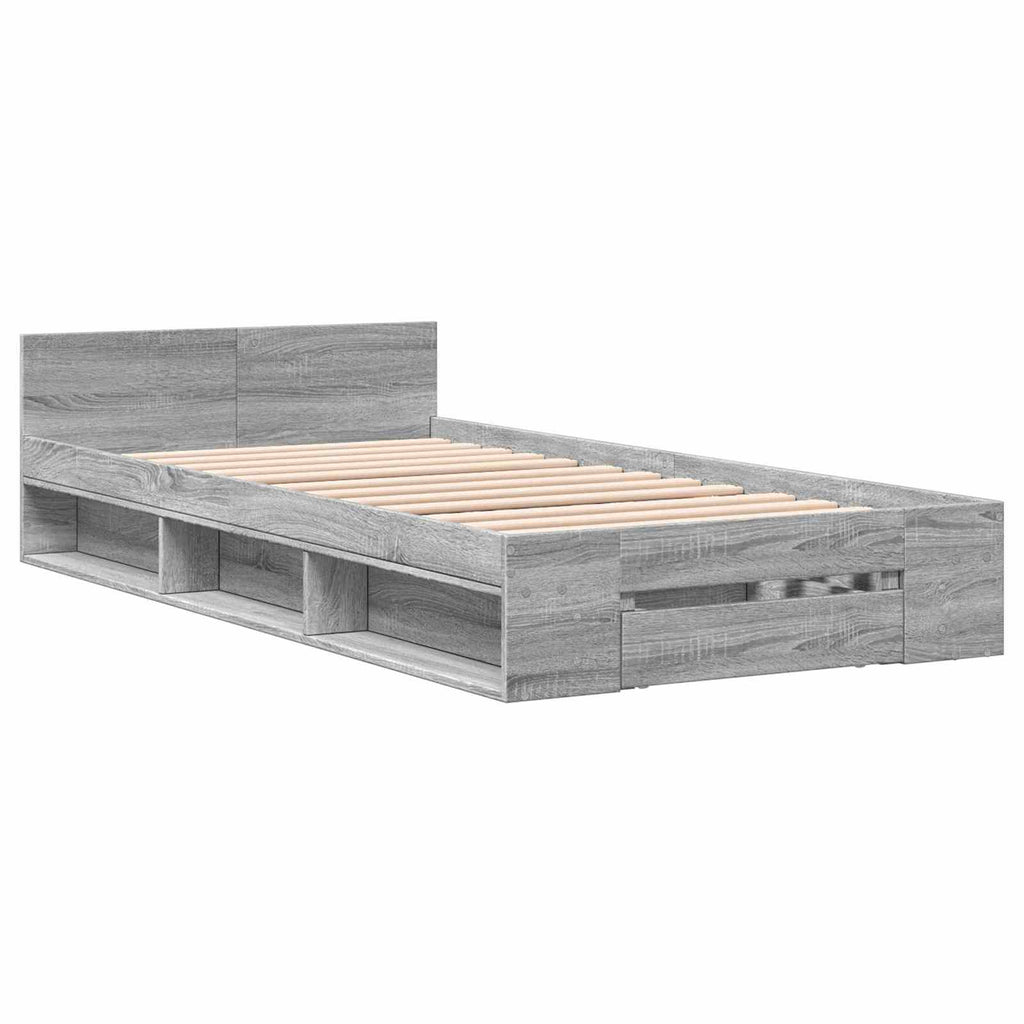 vidaXL Rama łóżka z przechowywaniem z półką Szary Sonoma 80 x 200 cm