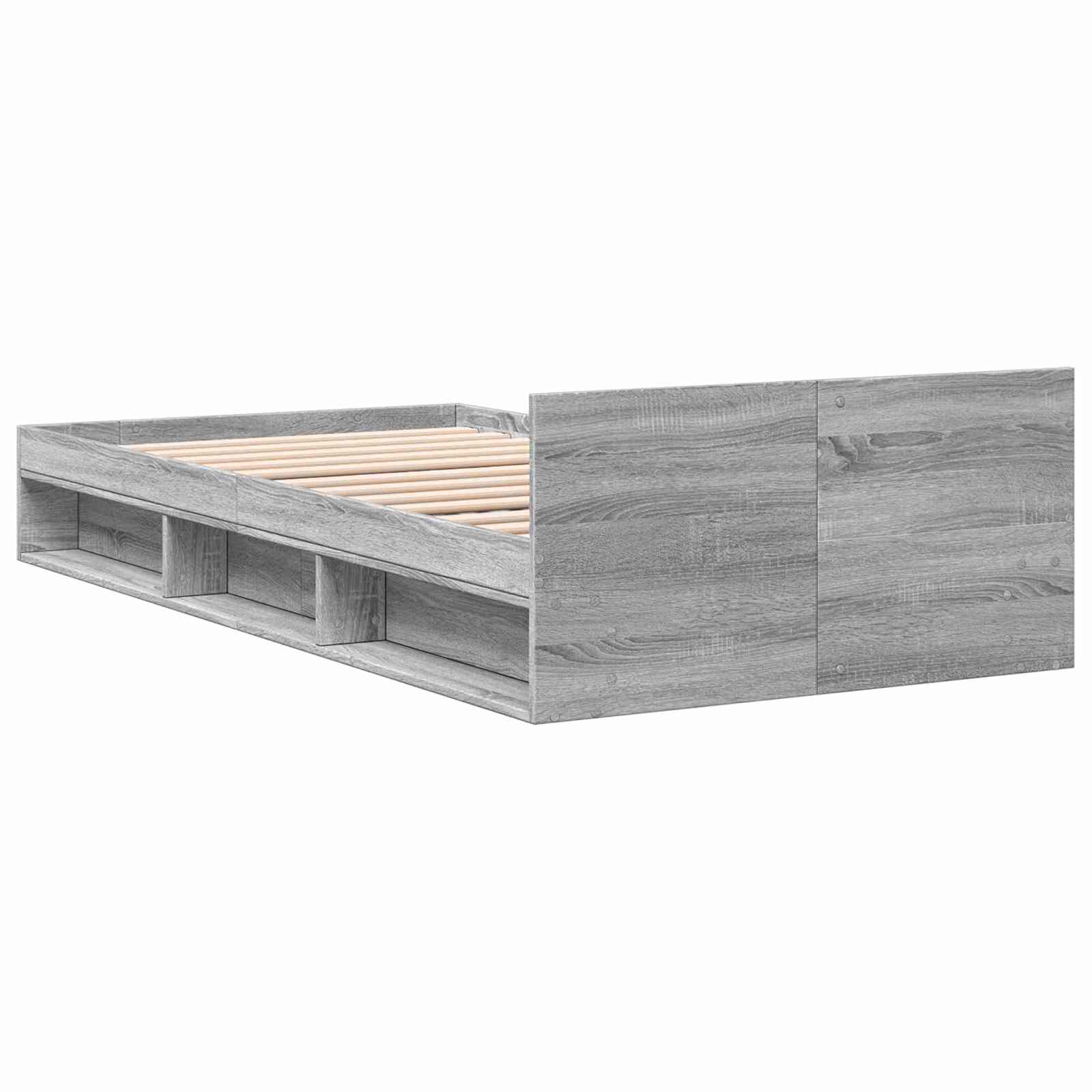 vidaXL Rama łóżka z przechowywaniem z półką Szary Sonoma 80 x 200 cm