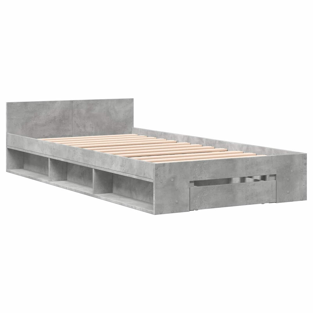 vidaXL Rama łóżka z przechowywaniem z półką Betonowy szary 80 x 200 cm