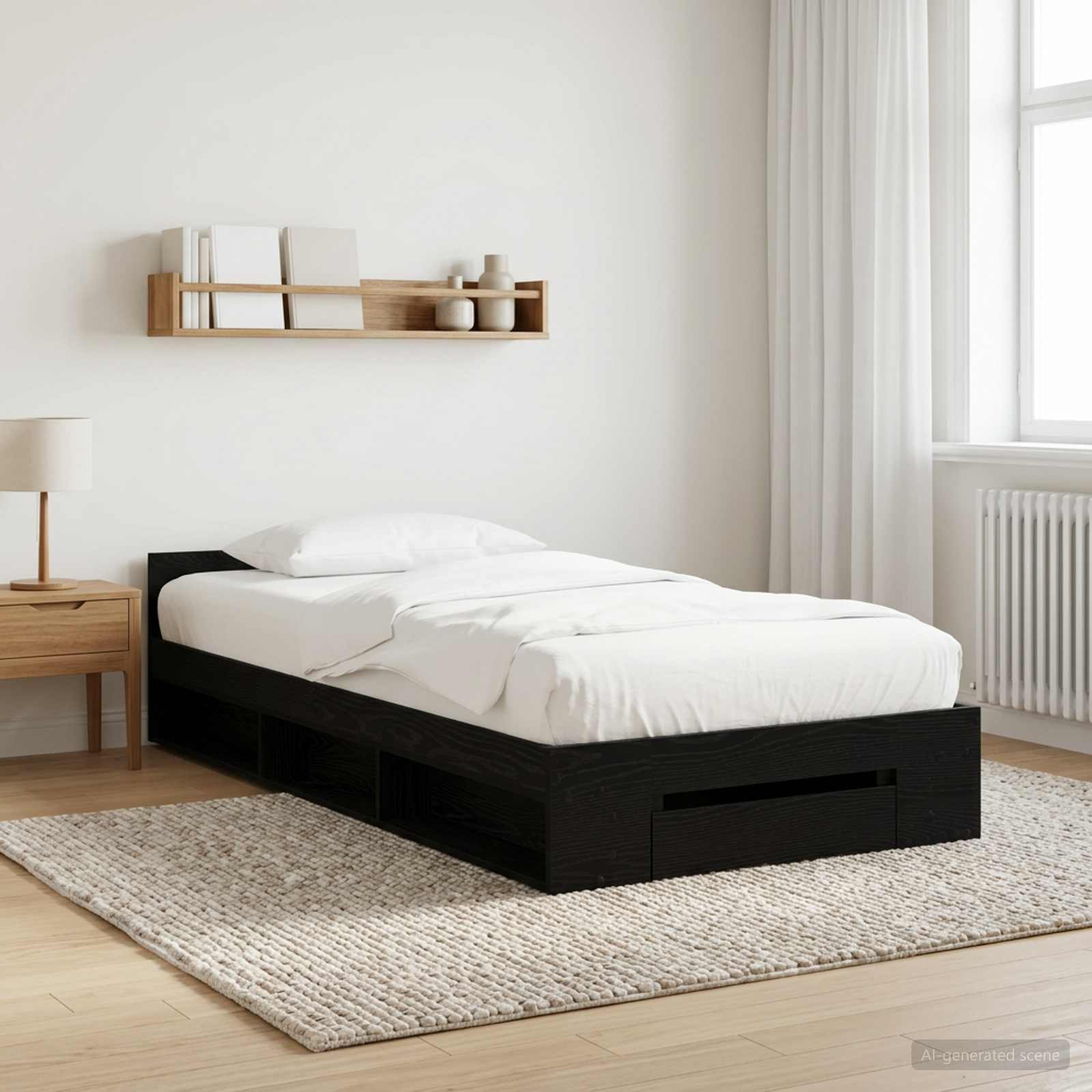 vidaXL Rama łóżka z przechowywaniem z szufladą Czarny dąb 80 x 200 cm