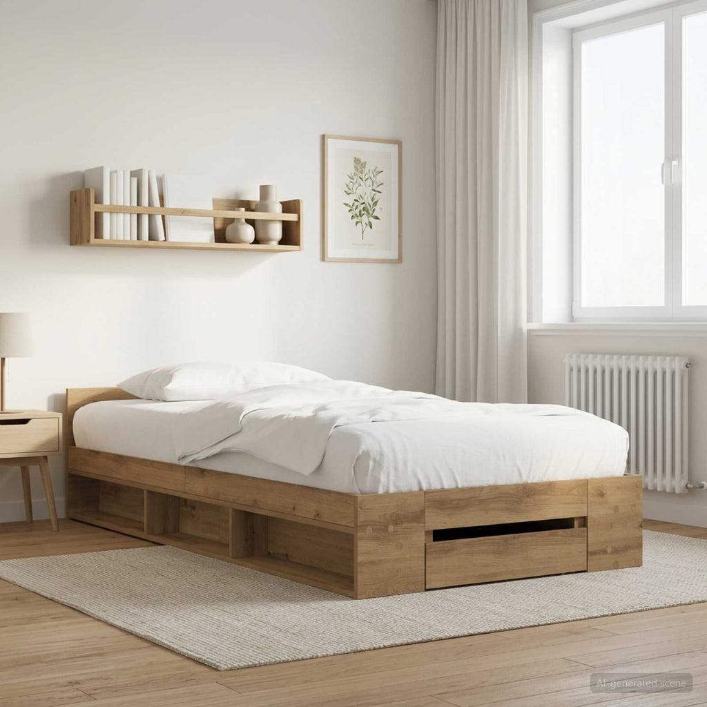 vidaXL Rama łóżka z przechowywaniem z półką Dąb artisian 80 x 200 cm