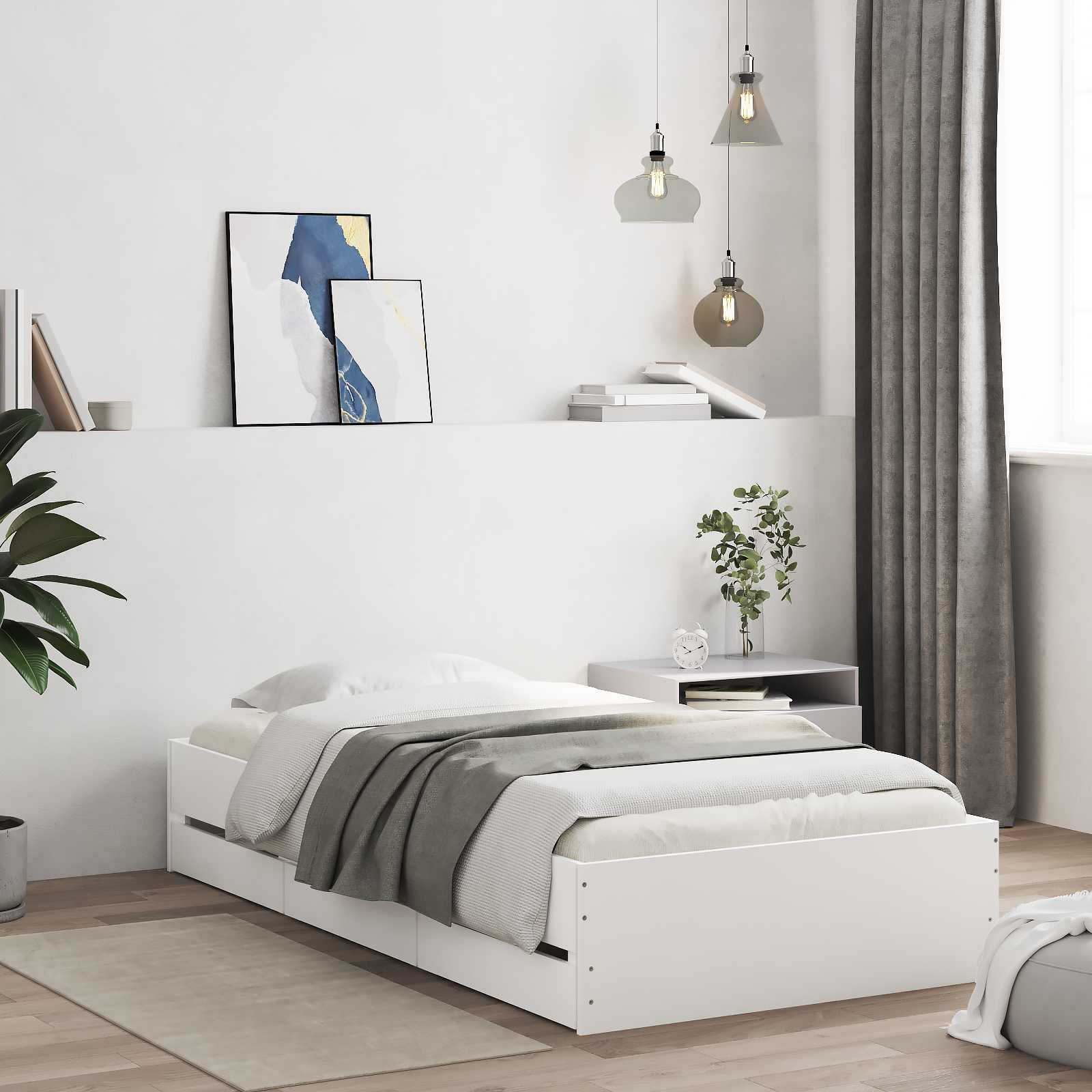 vidaXL Rama łóżka z przechowywaniem z szufladą Biały 80 x 200 cm