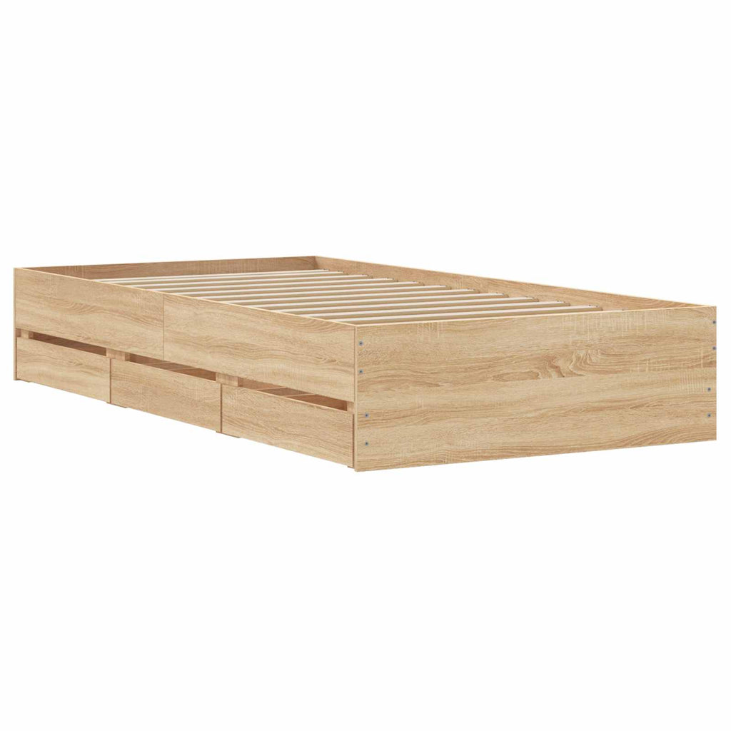 vidaXL Rama łóżka z przechowywaniem z szufladą dąb Sonoma 80 x 200 cm