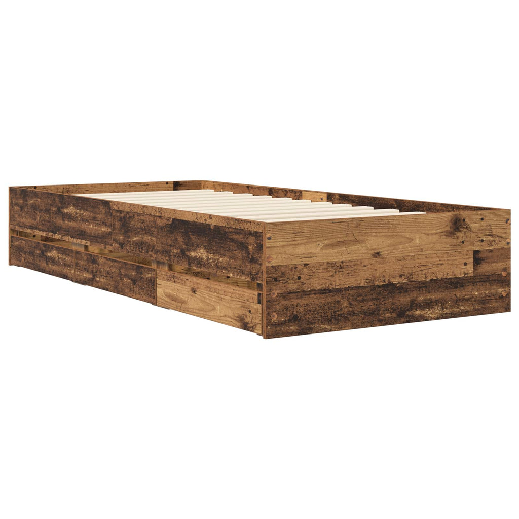 vidaXL Rama łóżka z przechowywaniem Stare drewno 80 x 200 cm