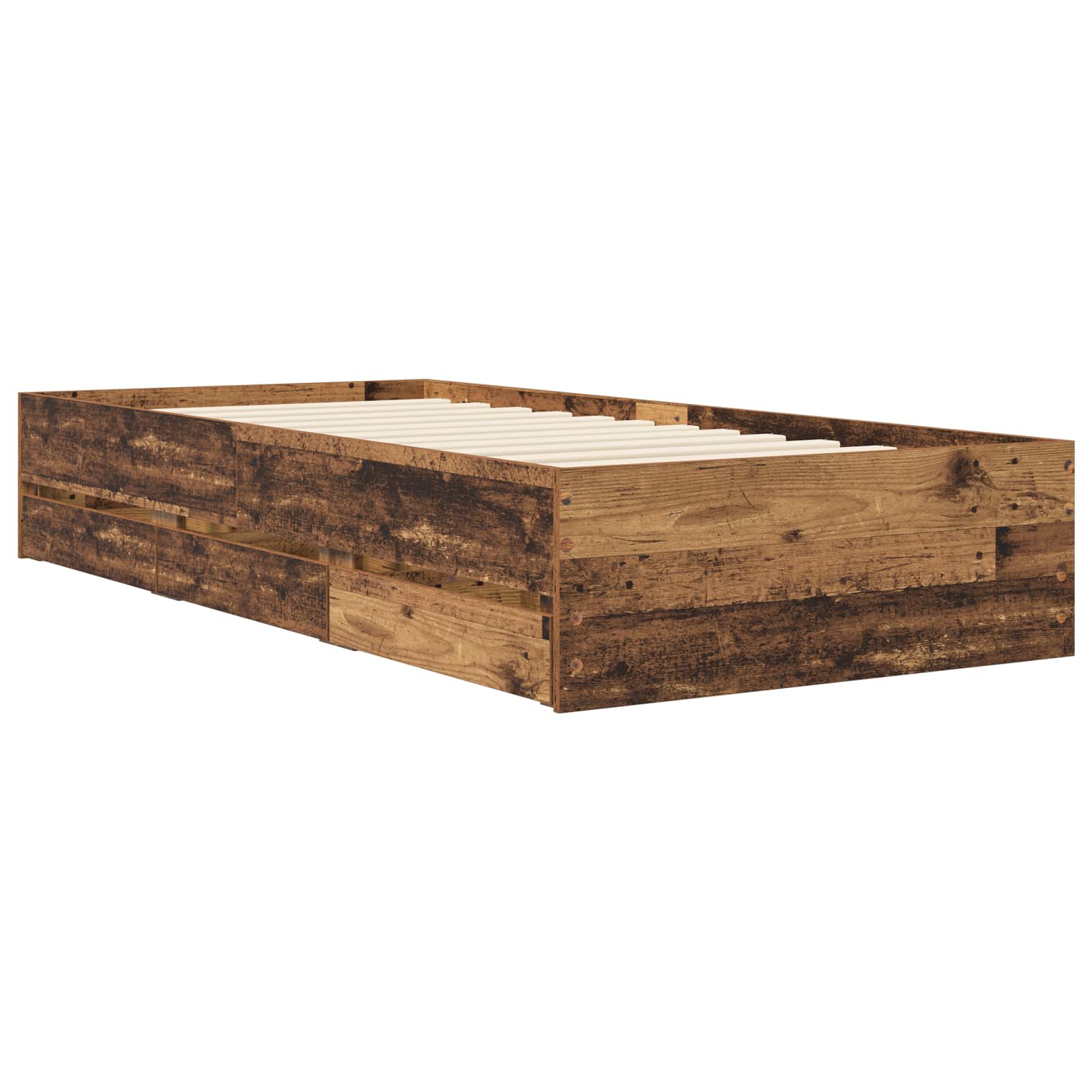 vidaXL Rama łóżka z przechowywaniem Stare drewno 80 x 200 cm