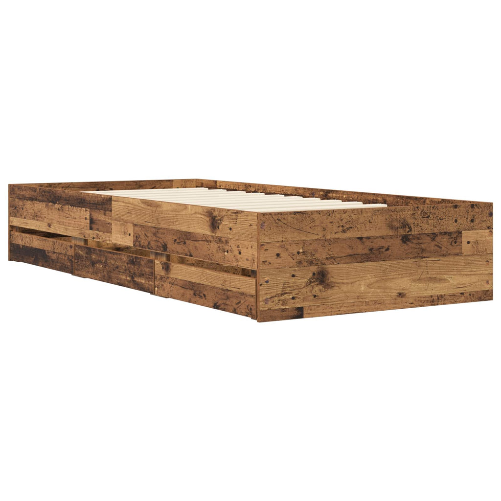 vidaXL Rama łóżka z przechowywaniem Stare drewno 80 x 200 cm