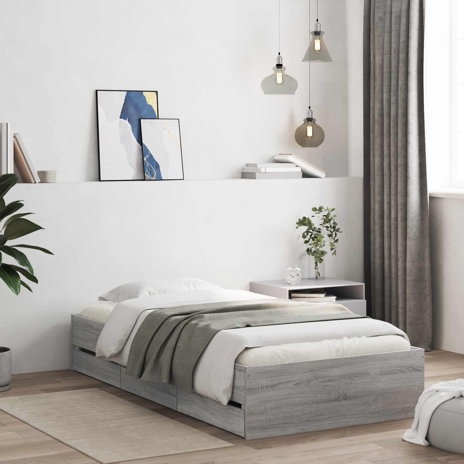 vidaXL Rama łóżka z przechowywaniem Betonowy szary 80 x 200 cm