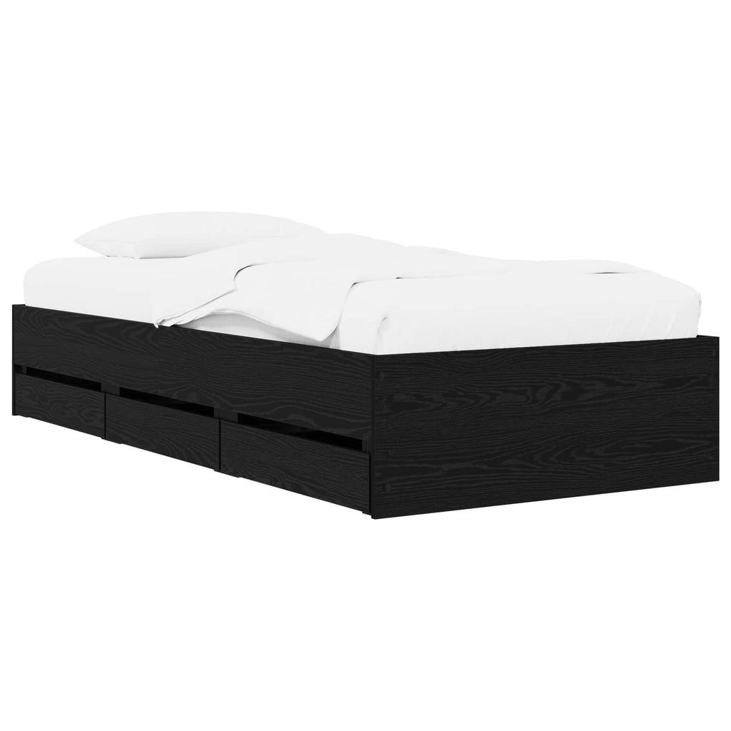 vidaXL Rama łóżka z przechowywaniem z szufladą Czarny dąb 80 x 200 cm