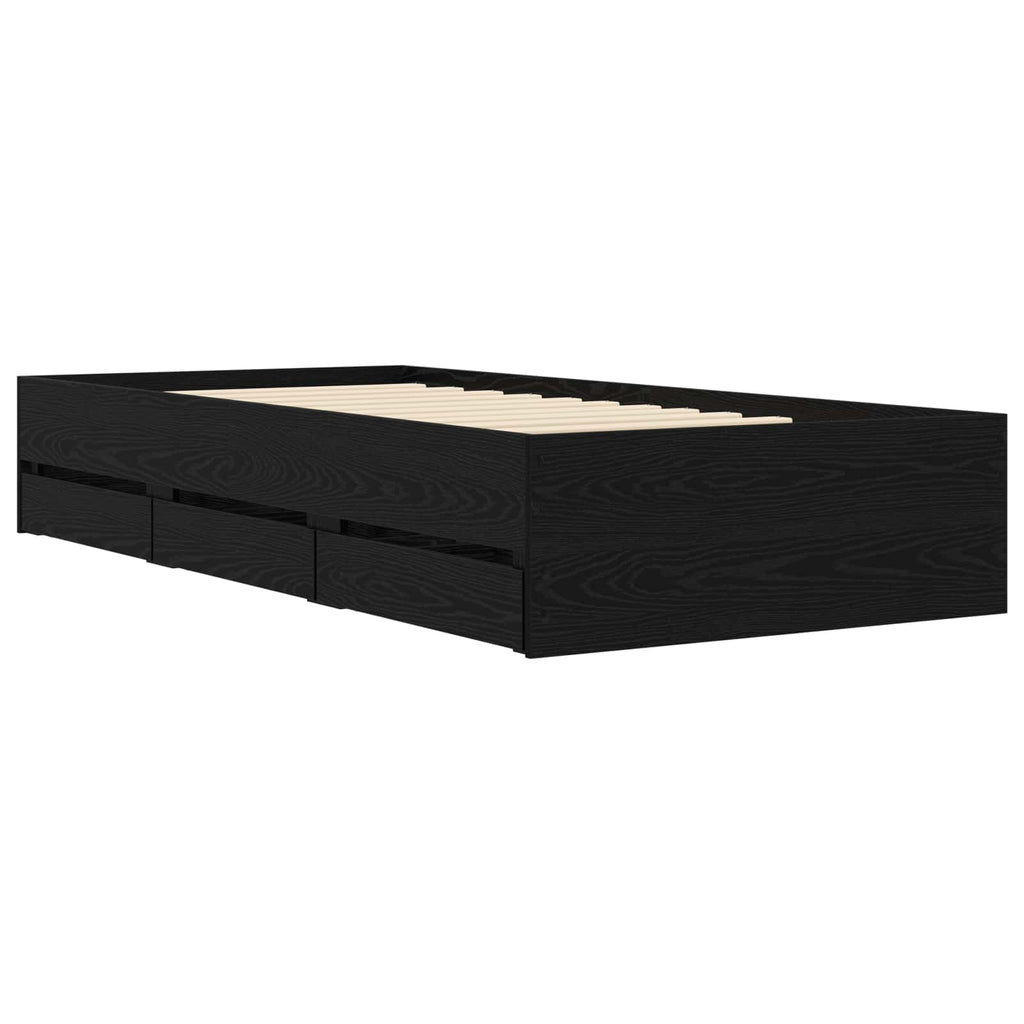 vidaXL Rama łóżka z przechowywaniem z szufladą Czarny dąb 80 x 200 cm