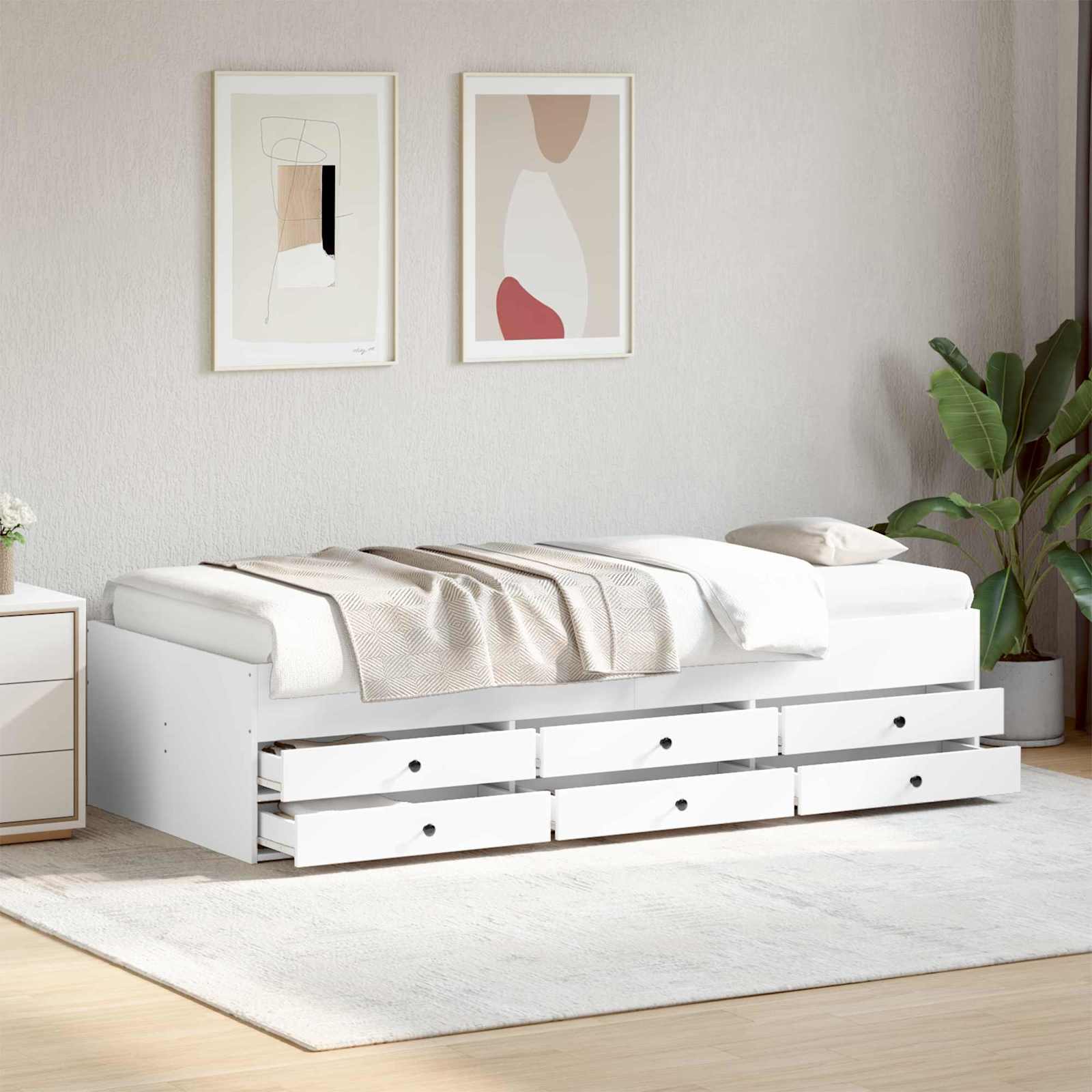 vidaXL Rama łóżka z przechowywaniem z szufladą Biały 80 x 200 cm