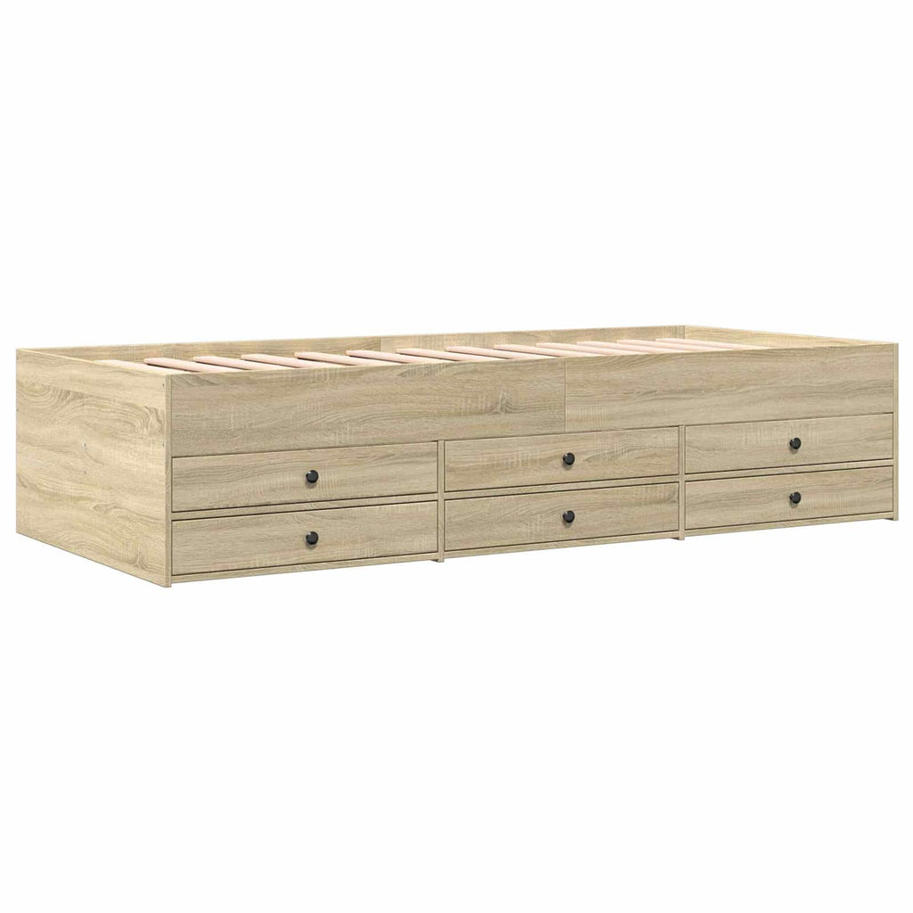 vidaXL Rama łóżka z przechowywaniem z szufladą dąb Sonoma 80 x 200 cm