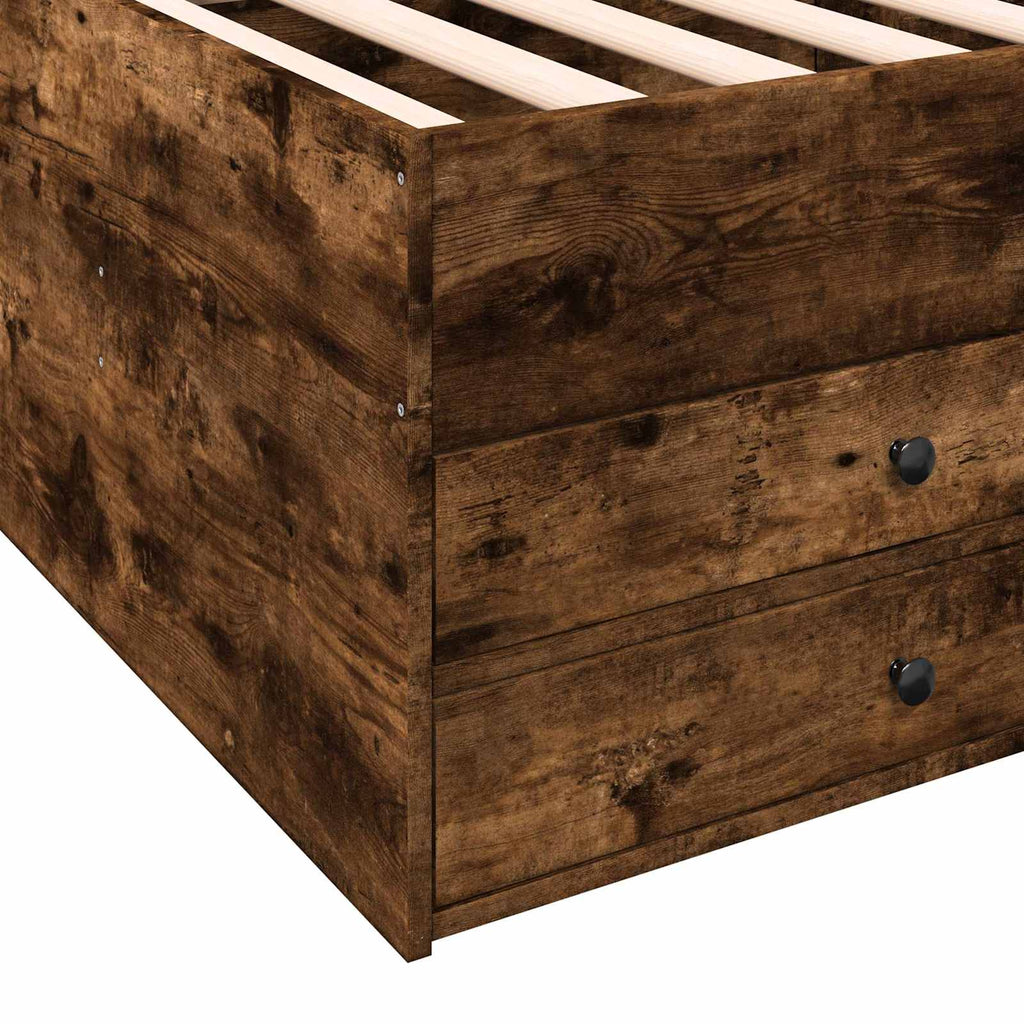 vidaXL Rama łóżka z przechowywaniem z szufladą Dąb wędzony 80 x 200 cm
