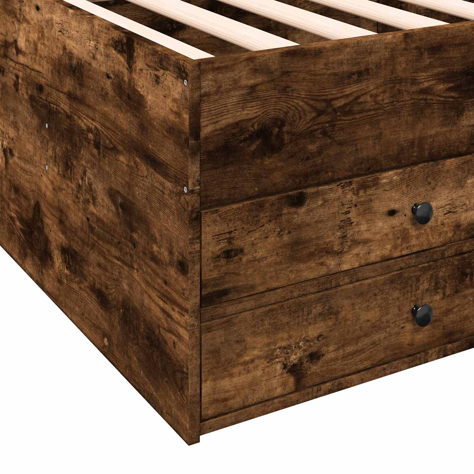 vidaXL Rama łóżka z przechowywaniem z szufladą Dąb wędzony 80 x 200 cm