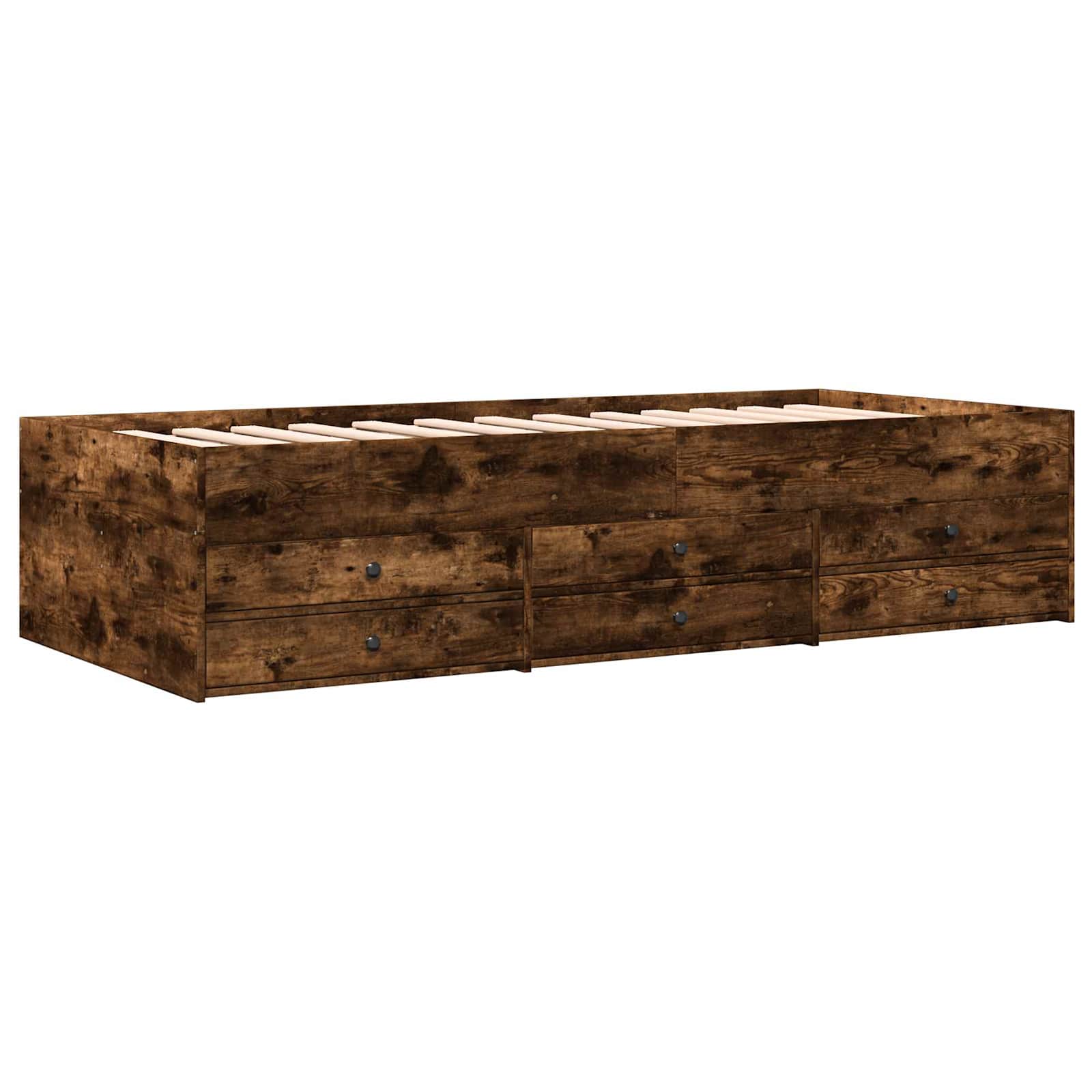 vidaXL Rama łóżka z przechowywaniem z szufladą Dąb wędzony 80 x 200 cm