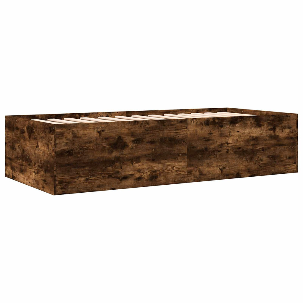 vidaXL Rama łóżka z przechowywaniem z szufladą Dąb wędzony 80 x 200 cm