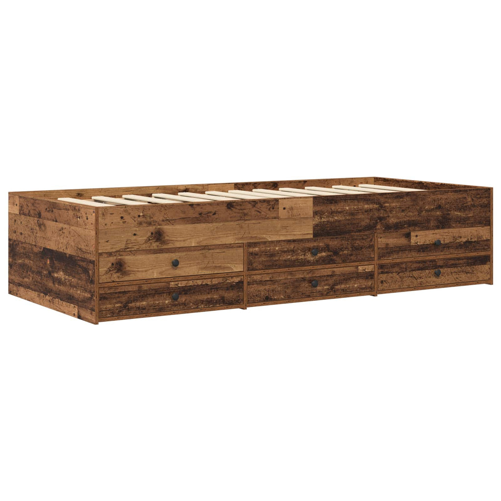 vidaXL Rama łóżka z przechowywaniem Stare drewno 80 x 200 cm