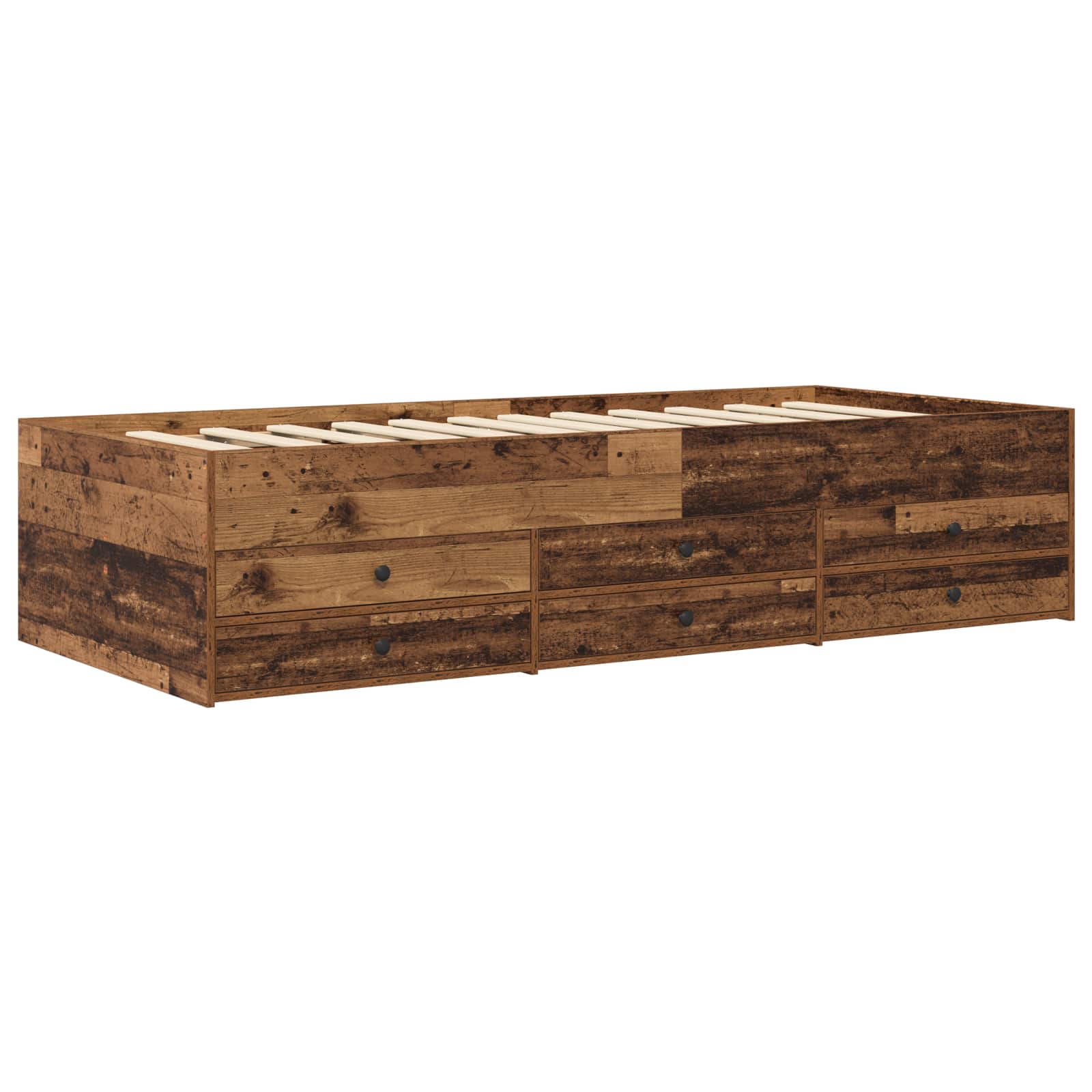 vidaXL Rama łóżka z przechowywaniem Stare drewno 80 x 200 cm
