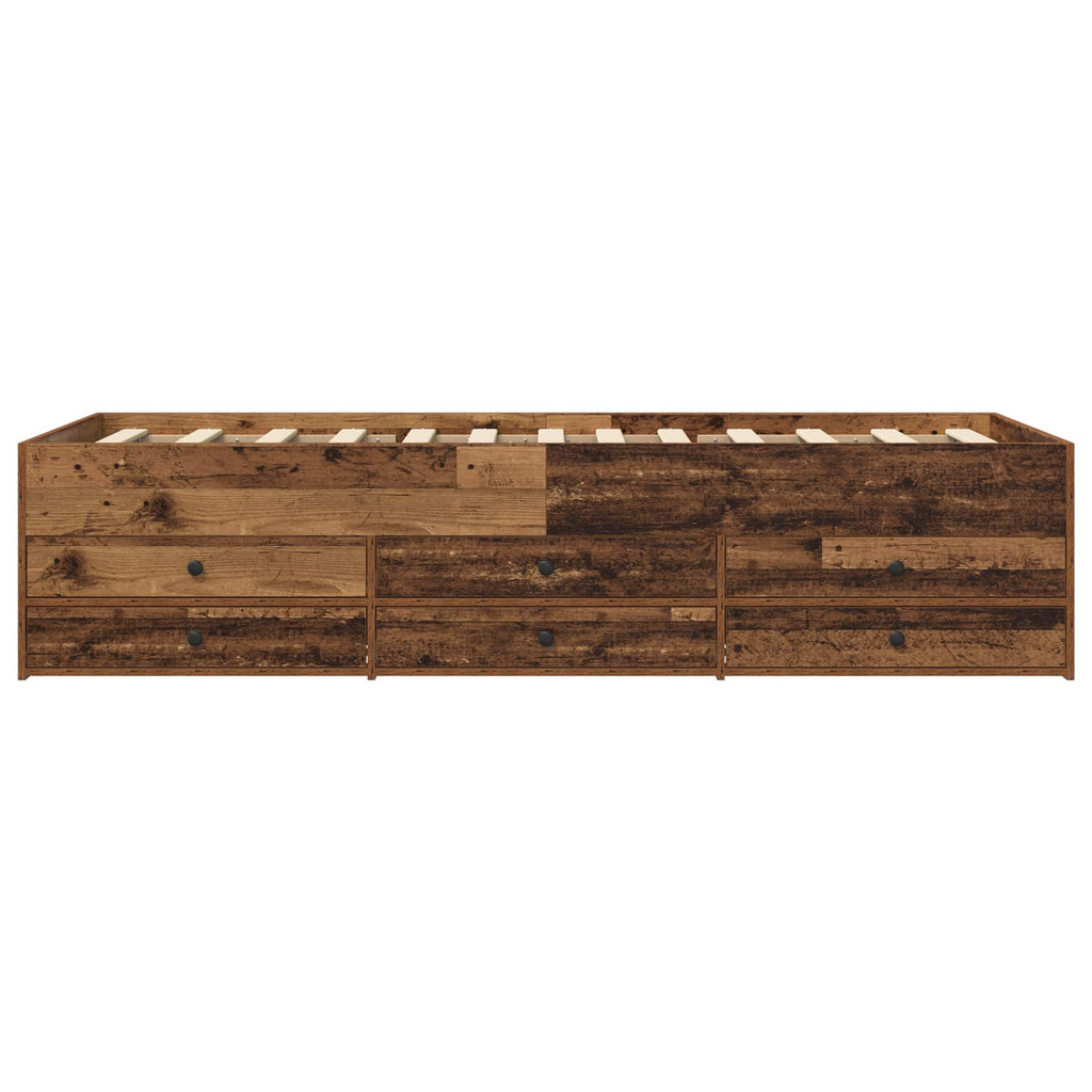 vidaXL Rama łóżka z przechowywaniem Stare drewno 80 x 200 cm
