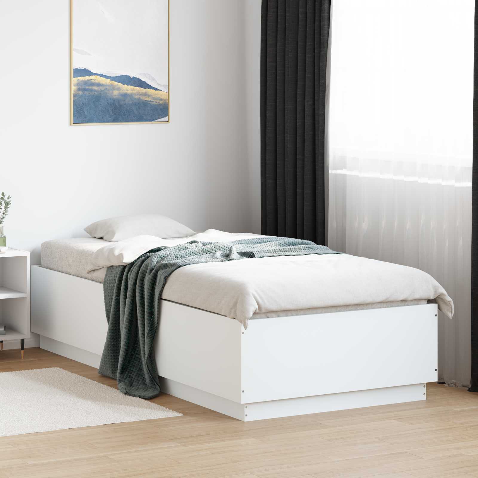 vidaXL Ramka łóżka Biały 80 x 200 cm Drewno inżynieryjne