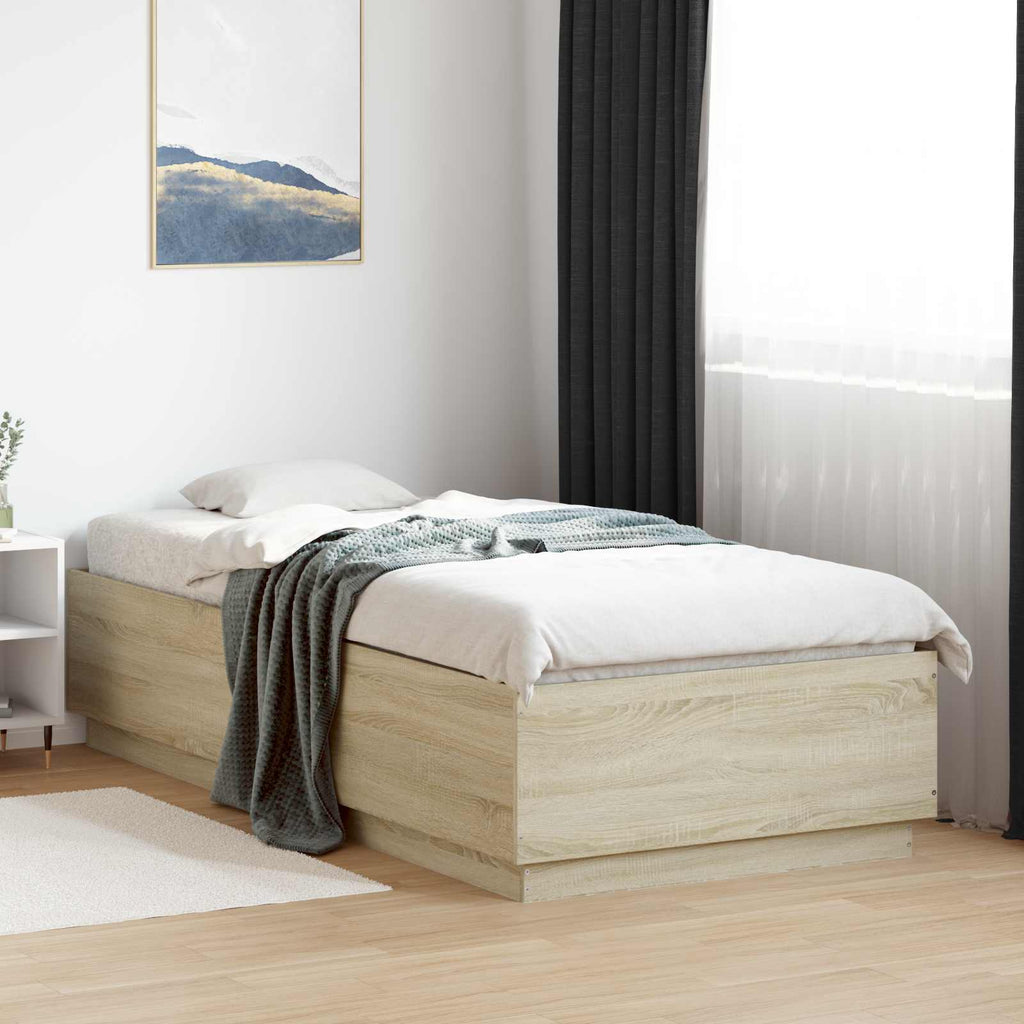 vidaXL Ramka łóżka dąb Sonoma 80 x 200 cm Drewno inżynieryjne