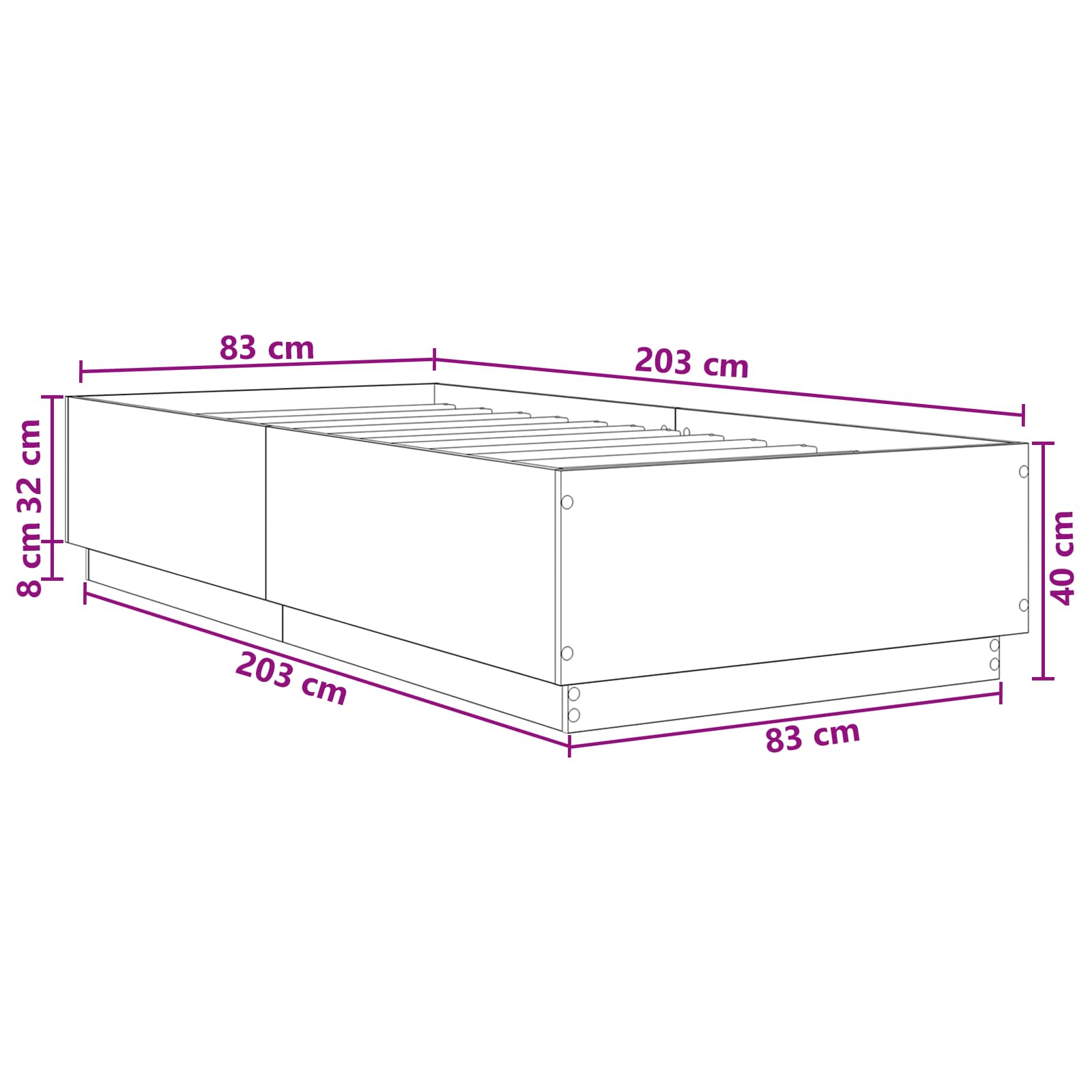 vidaXL Ramka łóżka dąb Sonoma 80 x 200 cm Drewno inżynieryjne
