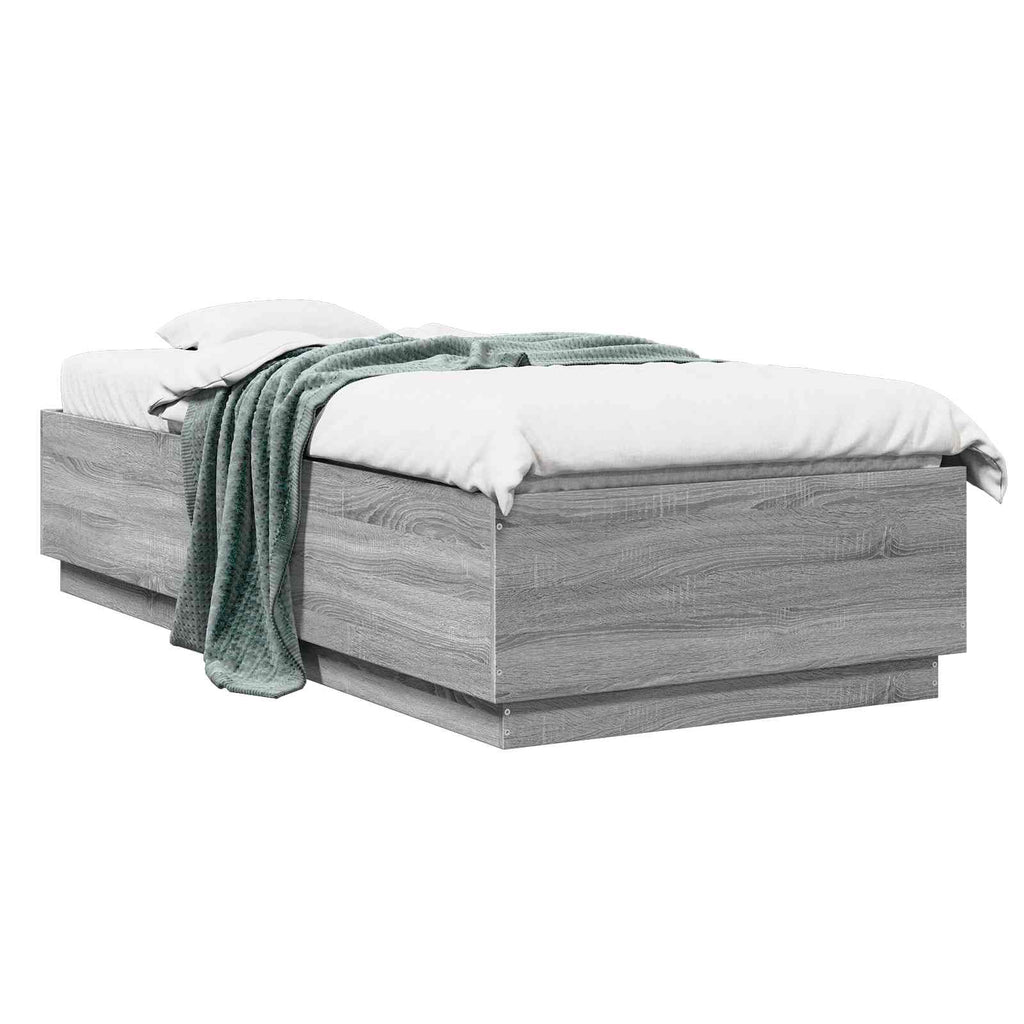 vidaXL Ramka łóżka Szary Sonoma 80 x 200 cm Drewno inżynieryjne