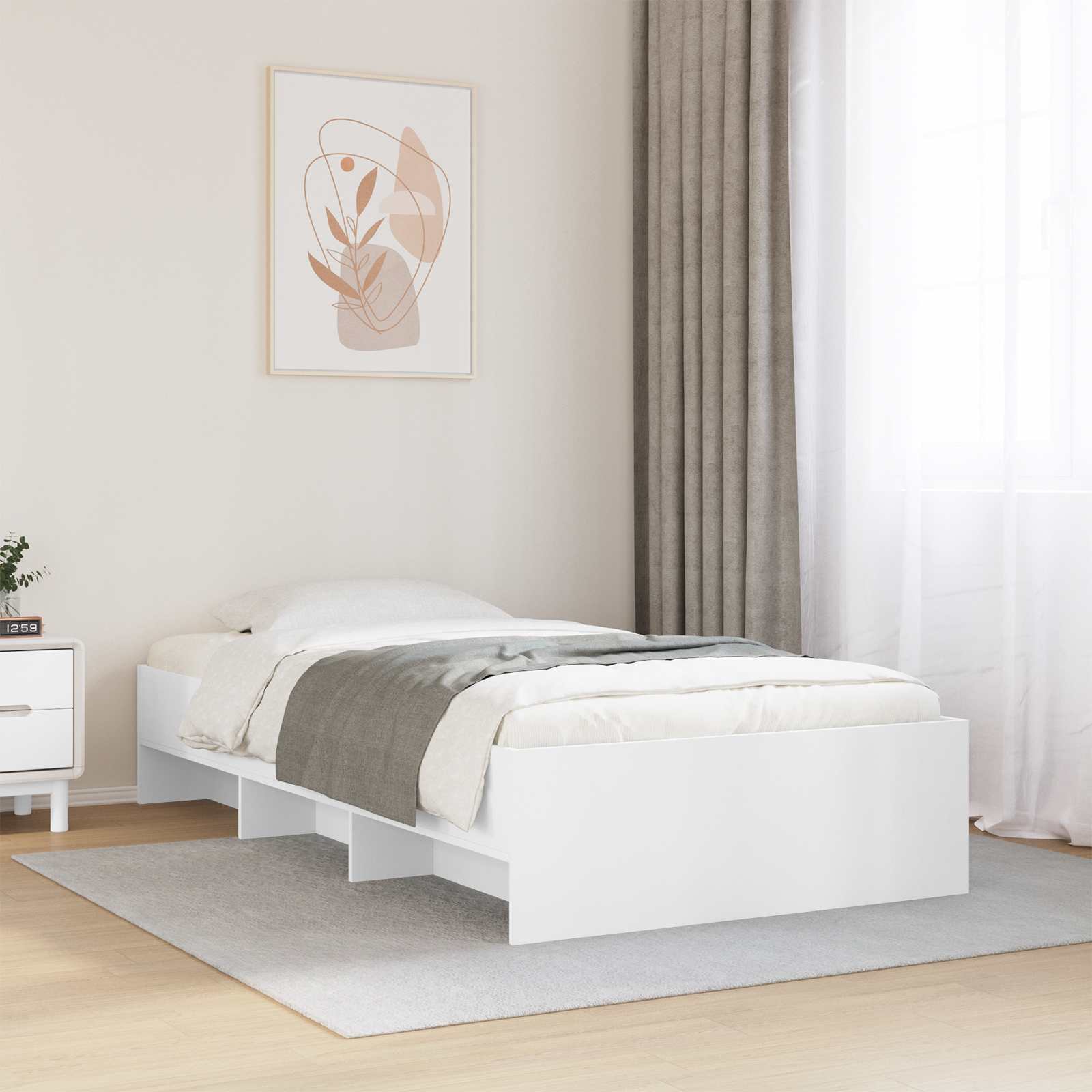 vidaXL Ramka łóżka z półką Biały 80 x 200 cm Drewno inżynieryjne