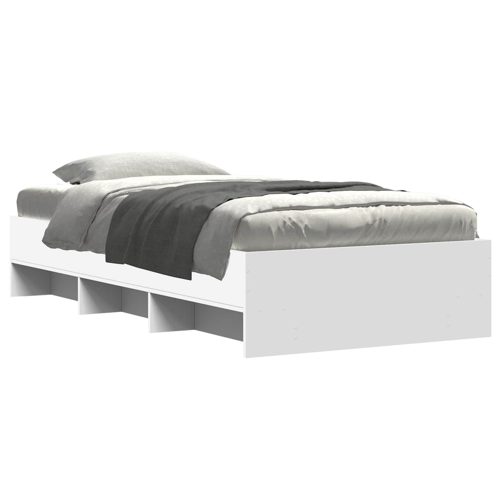 vidaXL Ramka łóżka z półką Biały 80 x 200 cm Drewno inżynieryjne