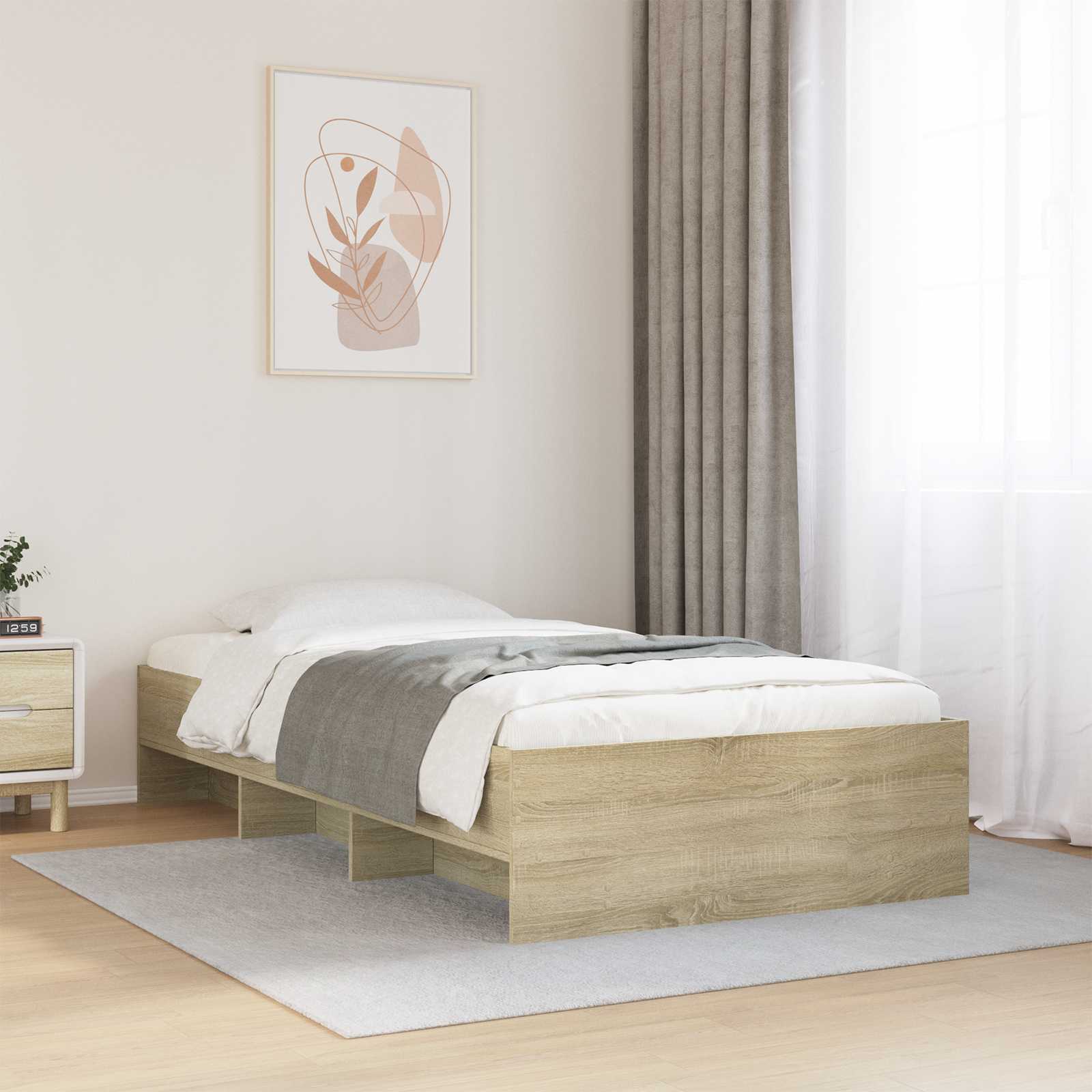 vidaXL Ramka łóżka z półką dąb Sonoma 80 x 200 cm Drewno inżynieryjne
