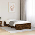 vidaXL Ramka łóżka z półką Dąb wędzony 80 x 200 cm Drewno inżynieryjne