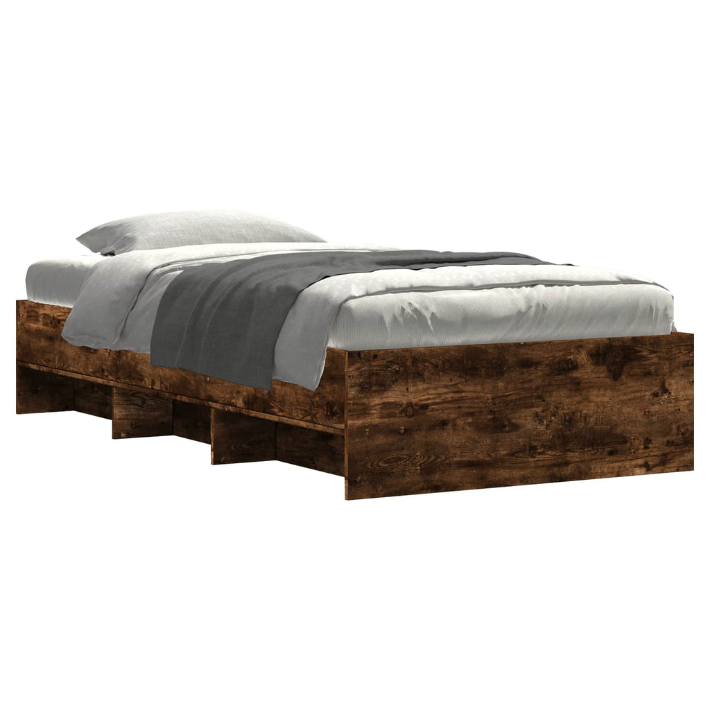 vidaXL Ramka łóżka z półką Dąb wędzony 80 x 200 cm Drewno inżynieryjne