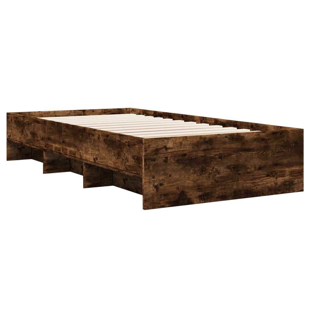 vidaXL Ramka łóżka z półką Dąb wędzony 80 x 200 cm Drewno inżynieryjne