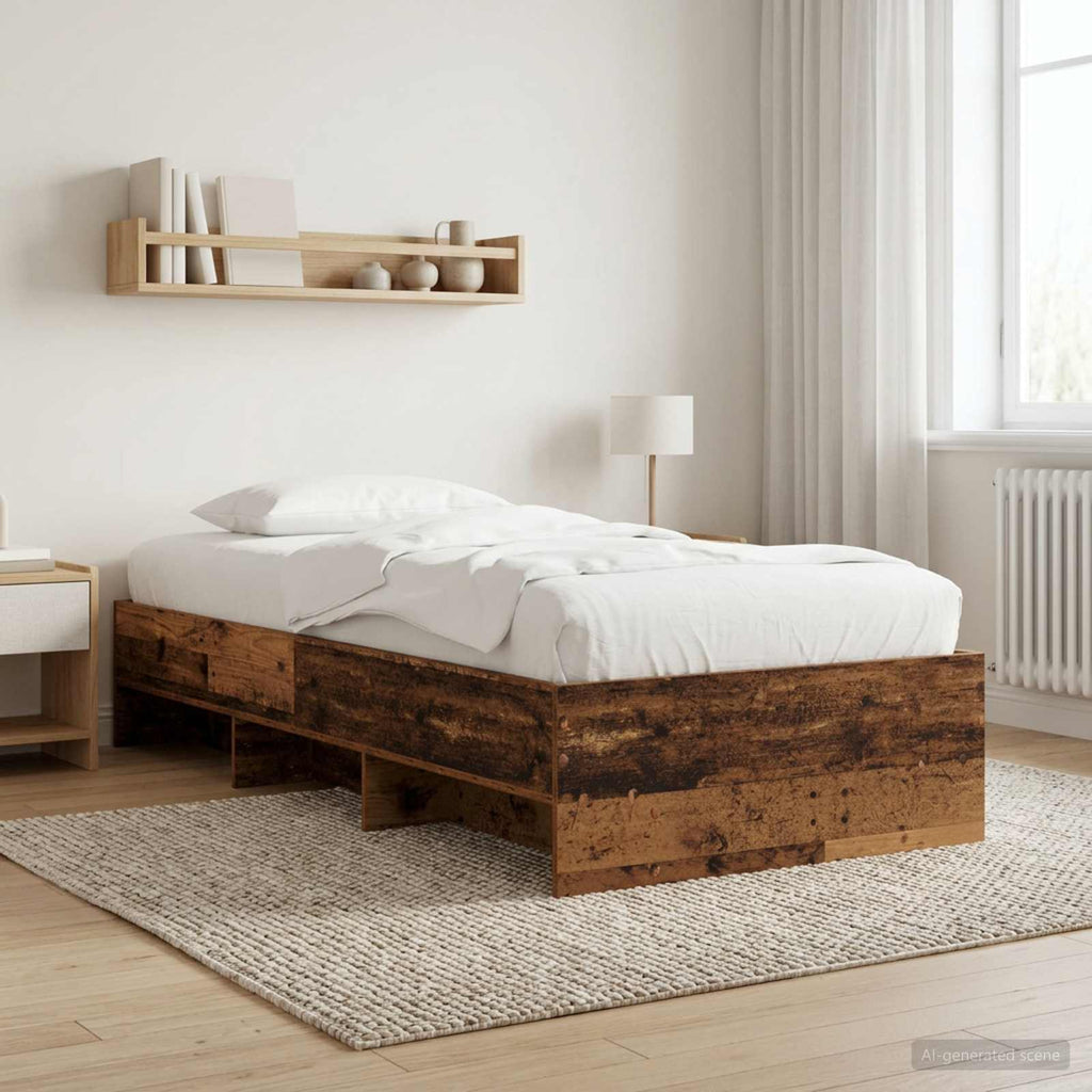 vidaXL Ramka łóżka Stare drewno 80 x 200 cm Drewno inżynieryjne