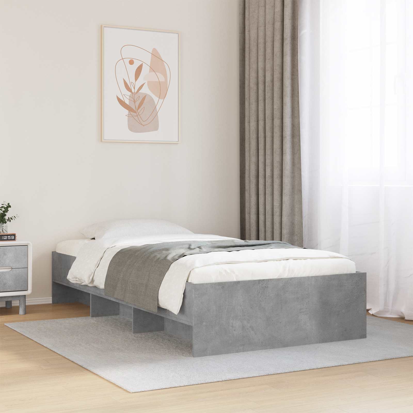 vidaXL Ramka łóżka Szary Sonoma 80 x 200 cm Drewno inżynieryjne