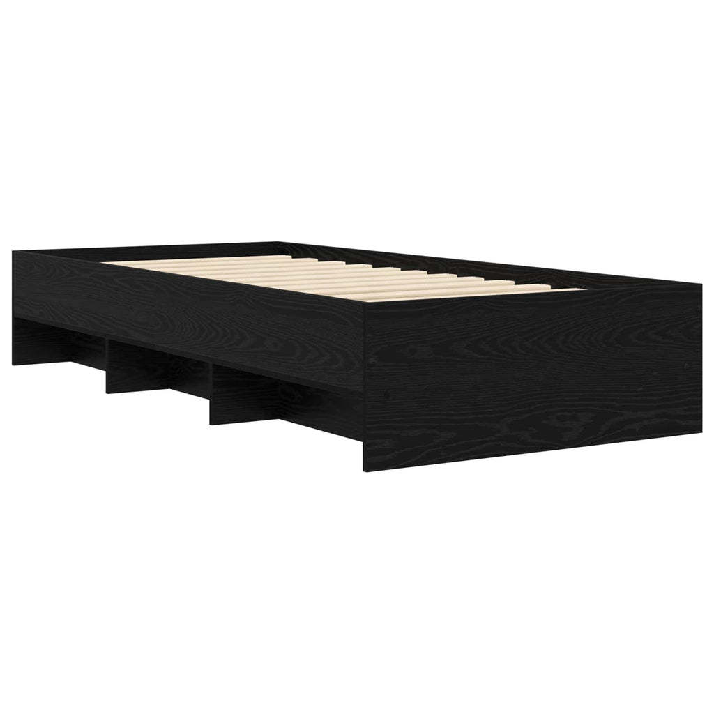 vidaXL Ramka łóżka z półką Czarny dąb 80 x 200 cm Drewno inżynieryjne