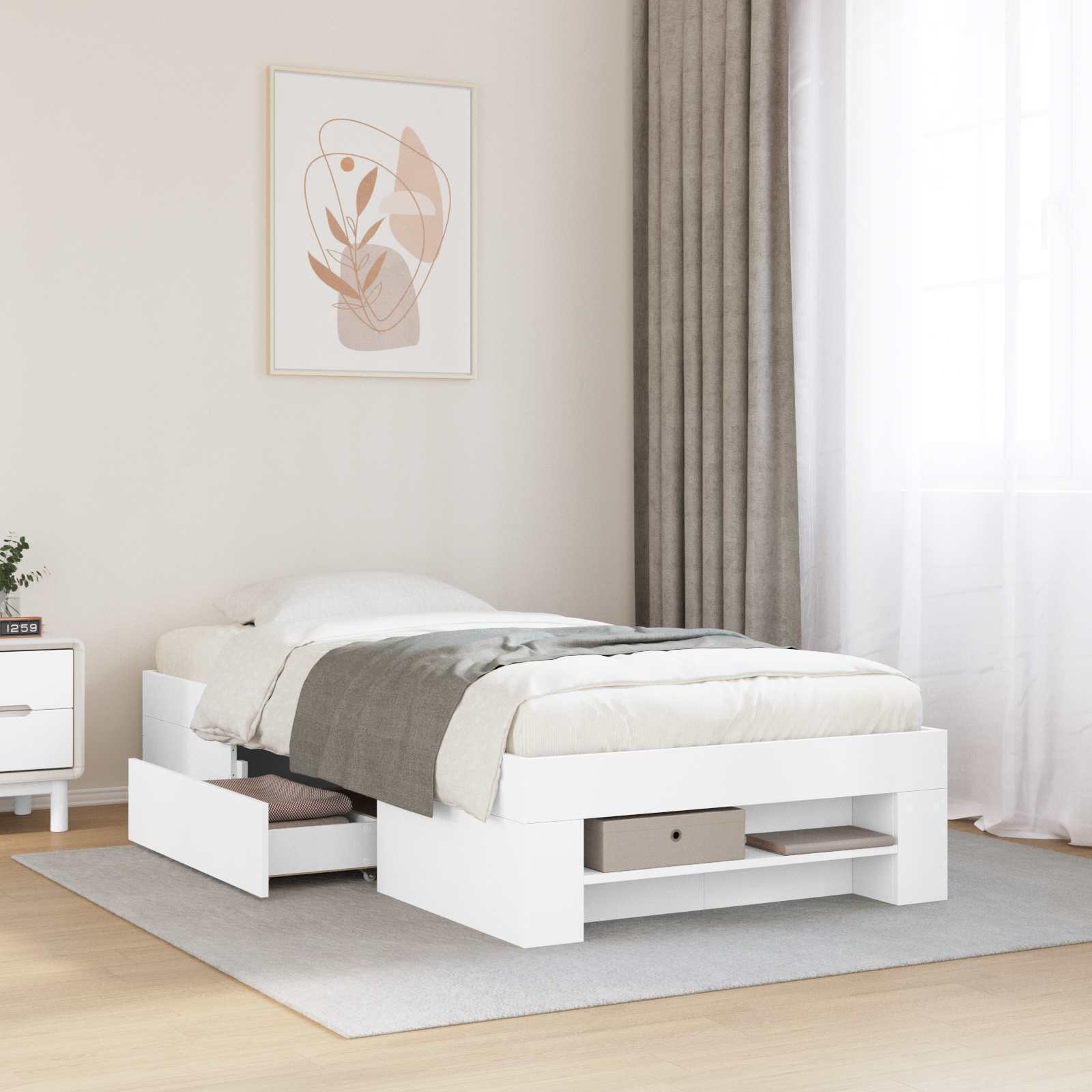 vidaXL Rama łóżka z przechowywaniem z szufladą Biały 80 x 200 cm