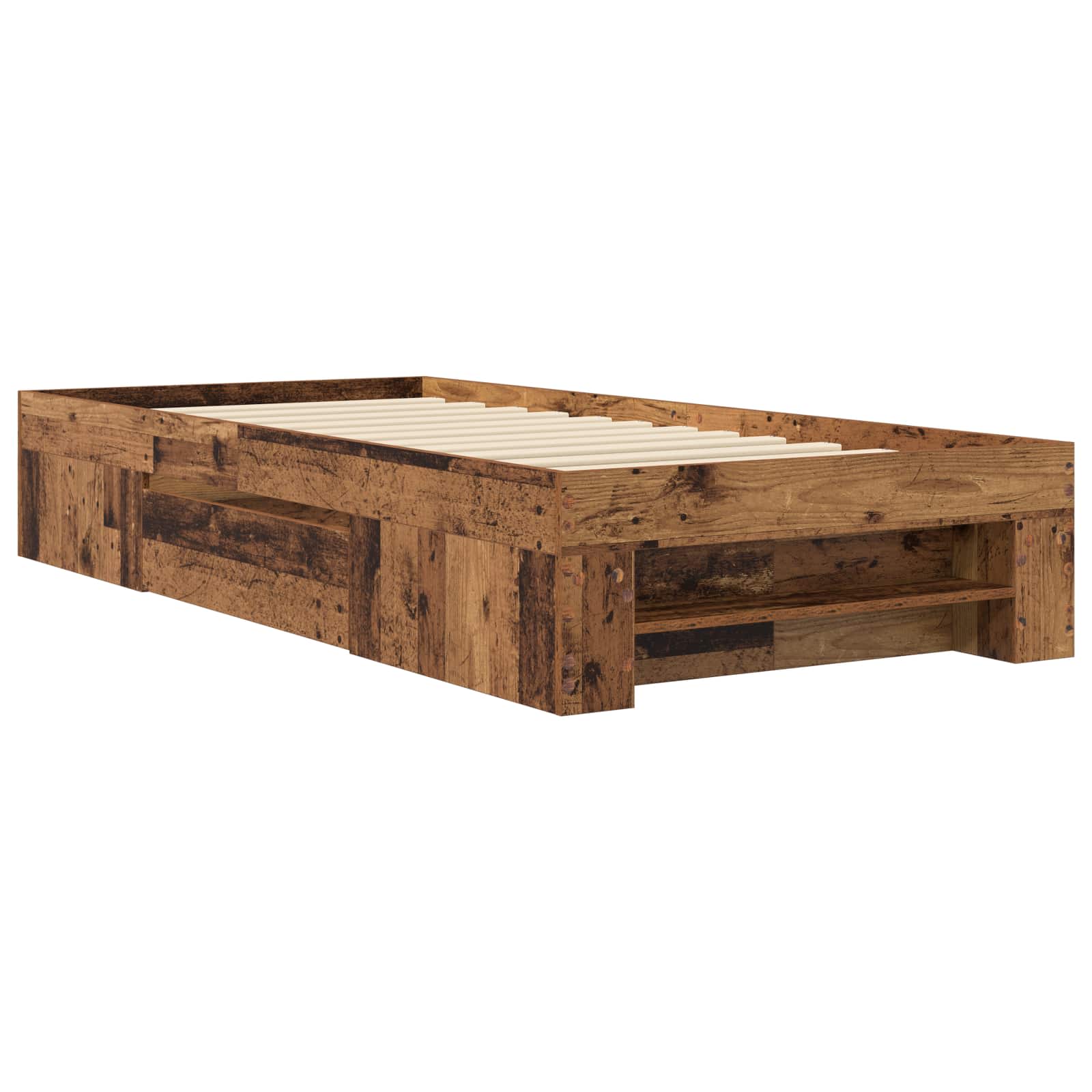 vidaXL Rama łóżka z przechowywaniem z półką Stare drewno 80 x 200 cm