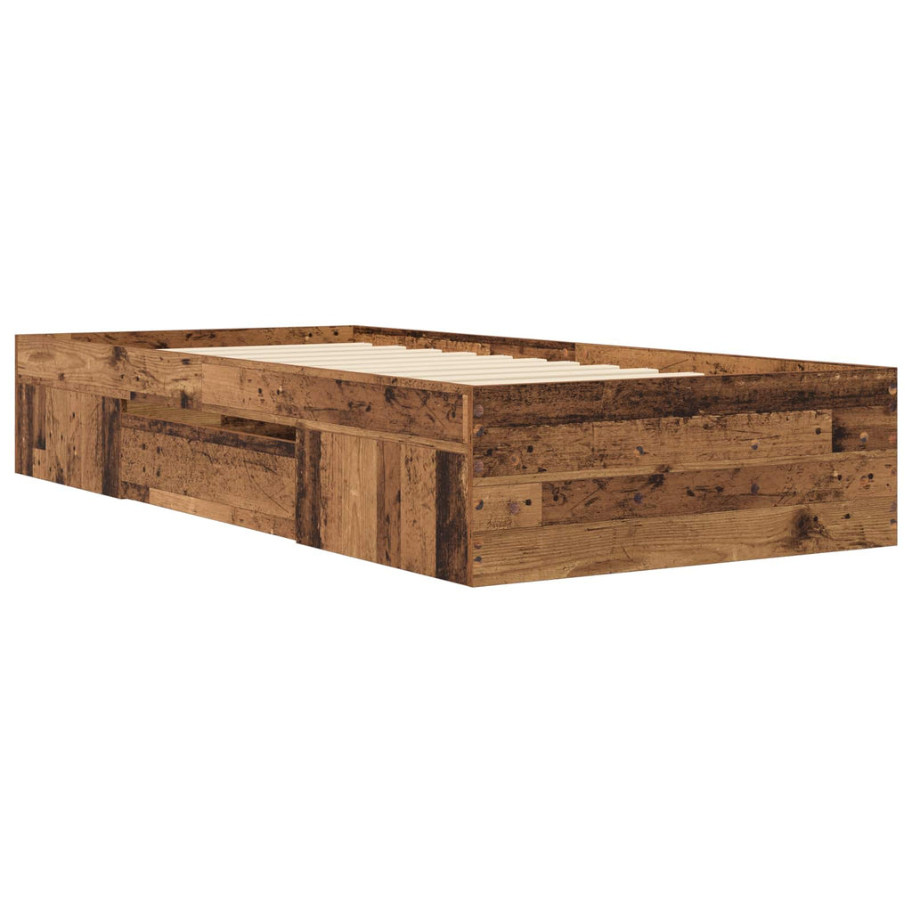 vidaXL Rama łóżka z przechowywaniem z półką Stare drewno 80 x 200 cm