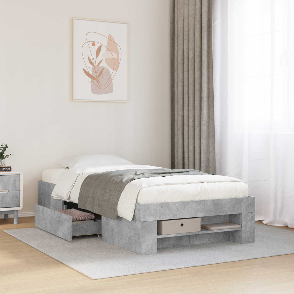 vidaXL Rama łóżka z przechowywaniem z półką Betonowy szary 80 x 200 cm