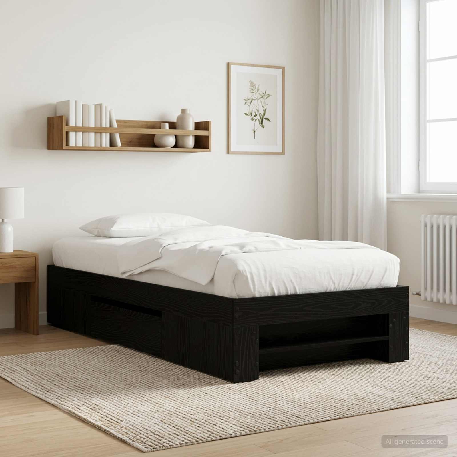 vidaXL Rama łóżka z przechowywaniem z szufladą Czarny dąb 80 x 200 cm
