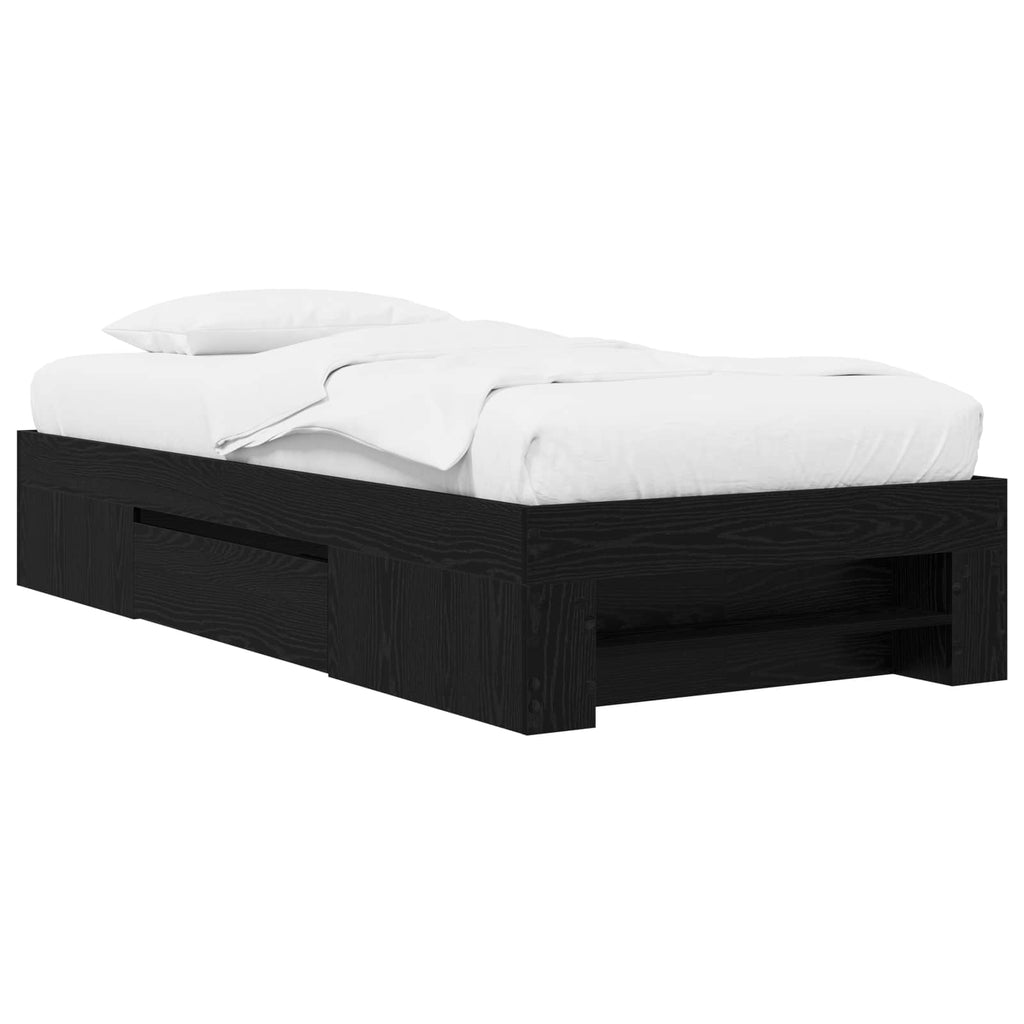 vidaXL Rama łóżka z przechowywaniem z szufladą Czarny dąb 80 x 200 cm
