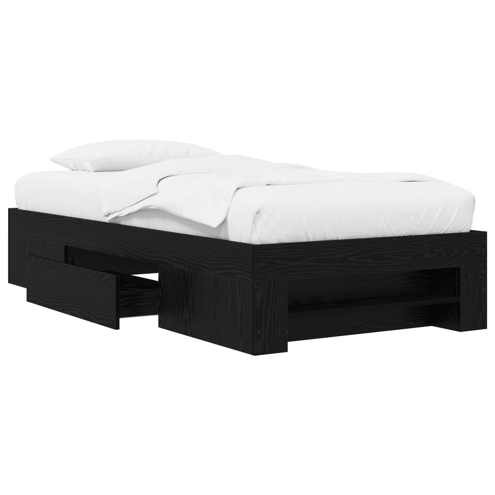 vidaXL Rama łóżka z przechowywaniem z szufladą Czarny dąb 80 x 200 cm