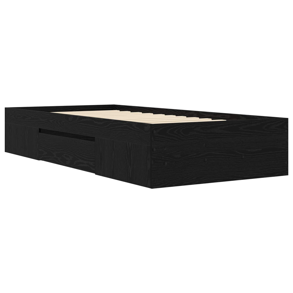 vidaXL Rama łóżka z przechowywaniem z szufladą Czarny dąb 80 x 200 cm