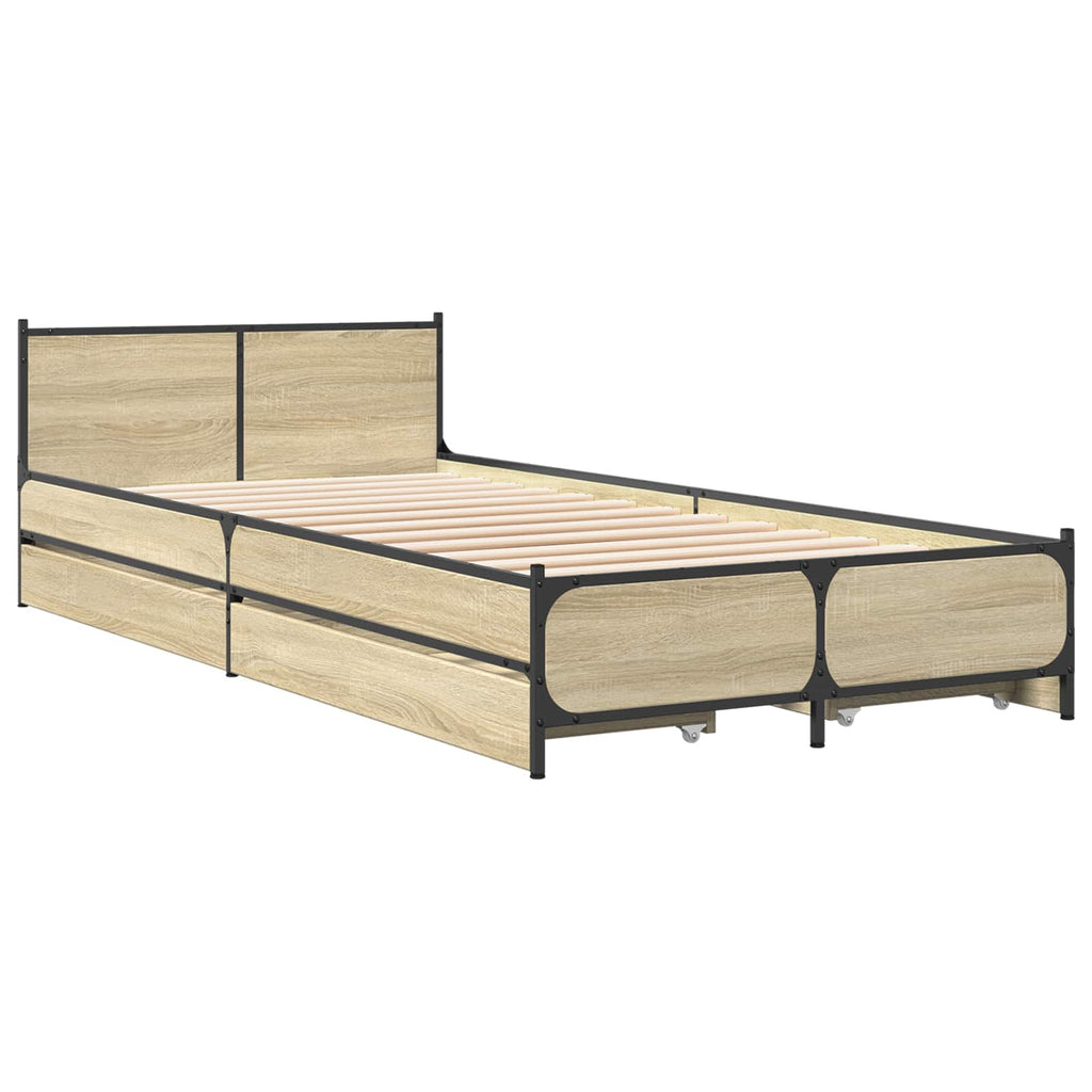 vidaXL Rama łóżka z wezgłowiem z szufladą dąb Sonoma 80 x 200 cm